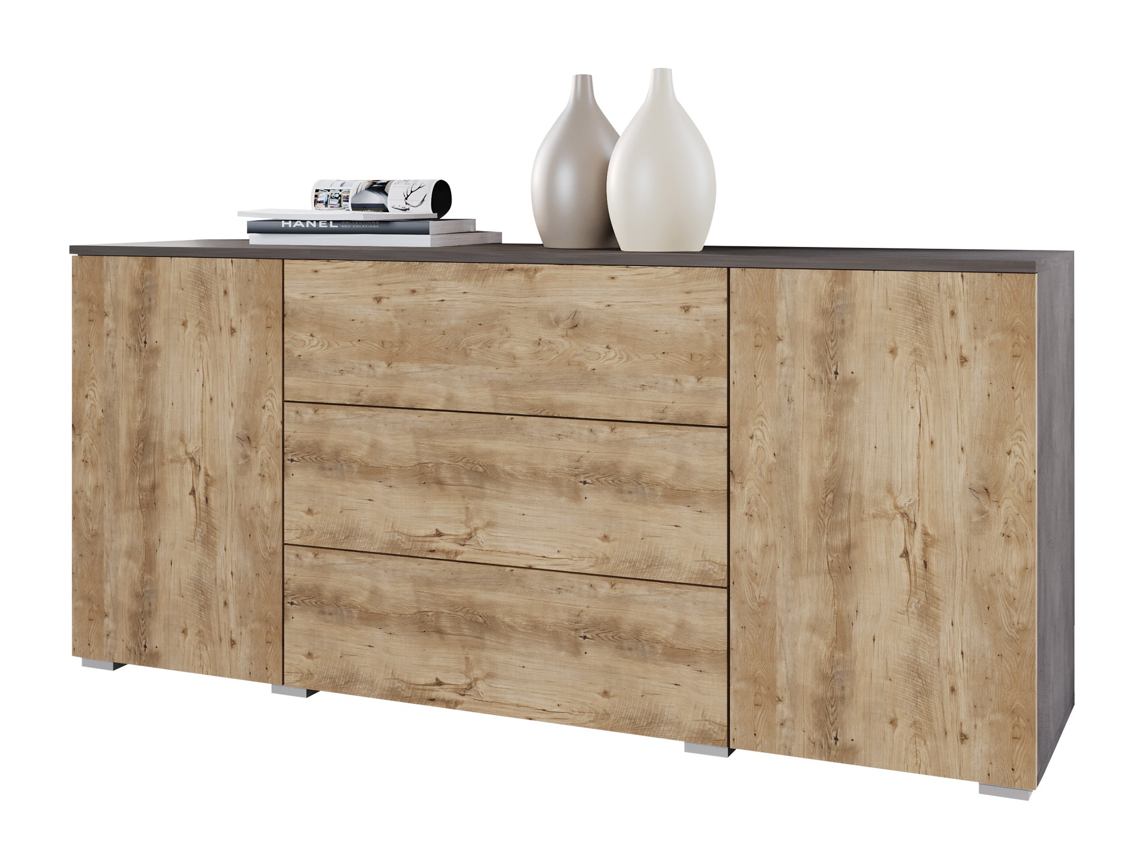 Ladekast Sarasota 129 (Matera grijs + Kastanje)