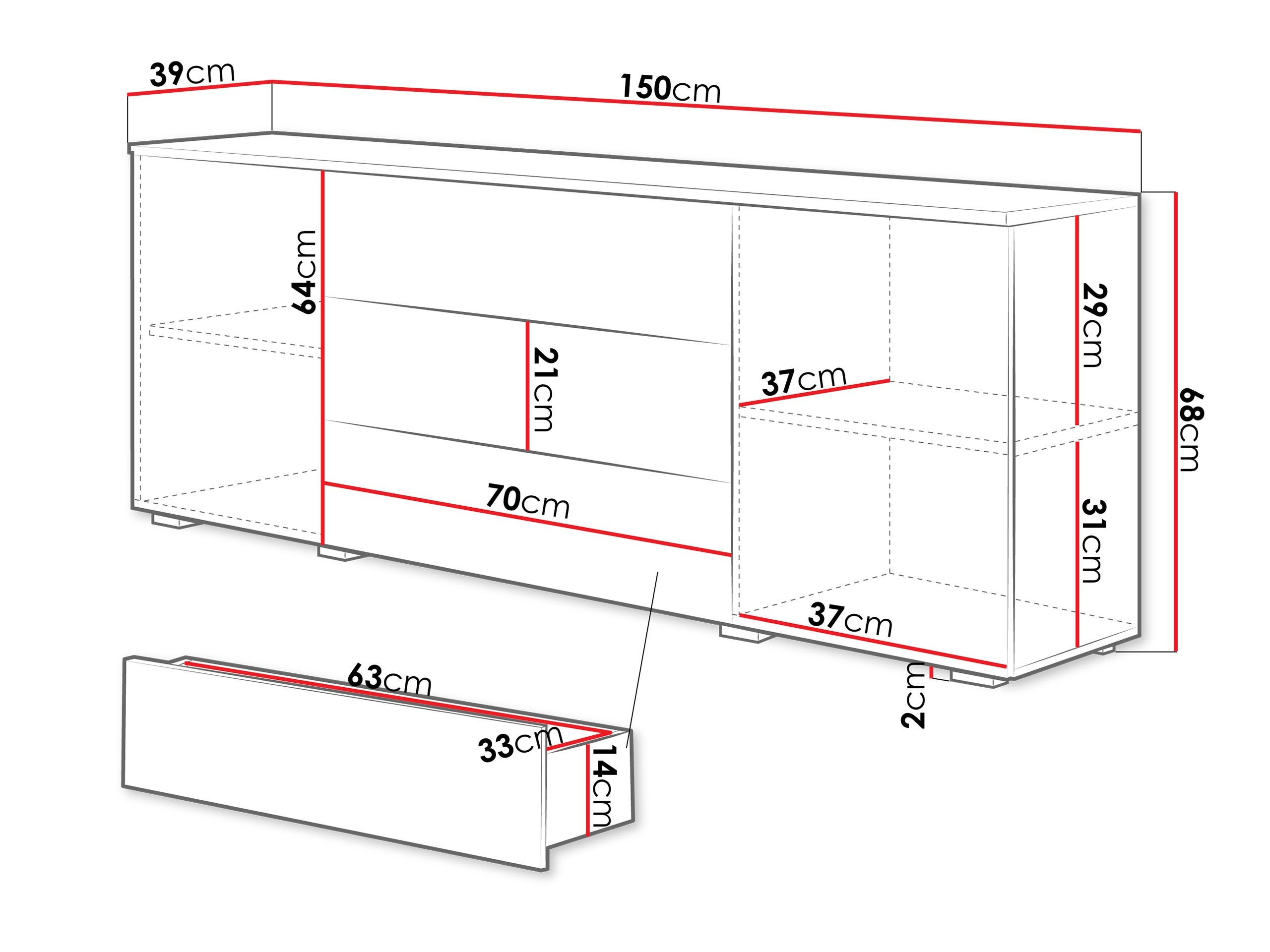 Ladekast Sarasota 129 (Matera grijs + Kastanje)