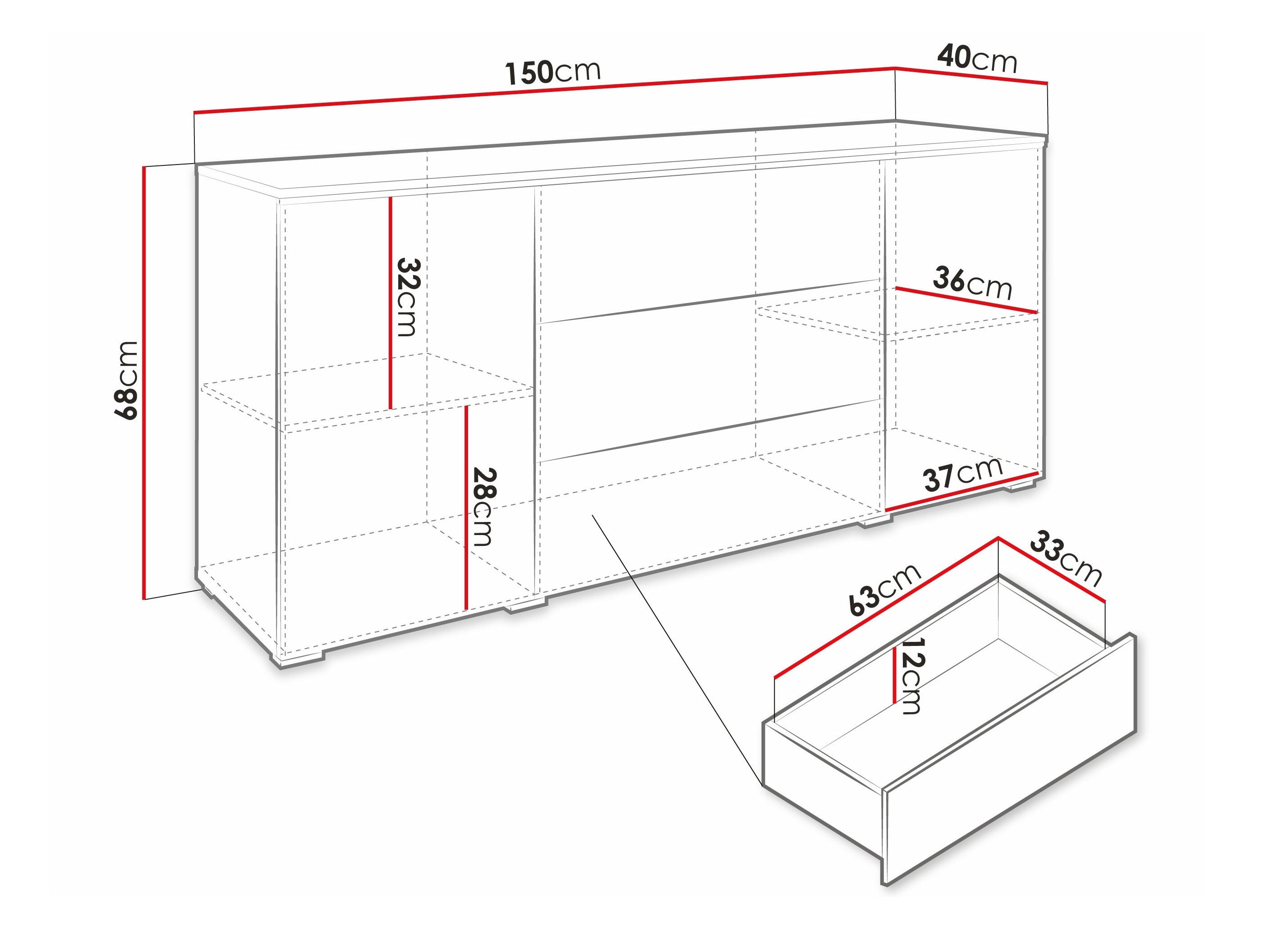 Ladekast Sarasota 142 (Grafiet)