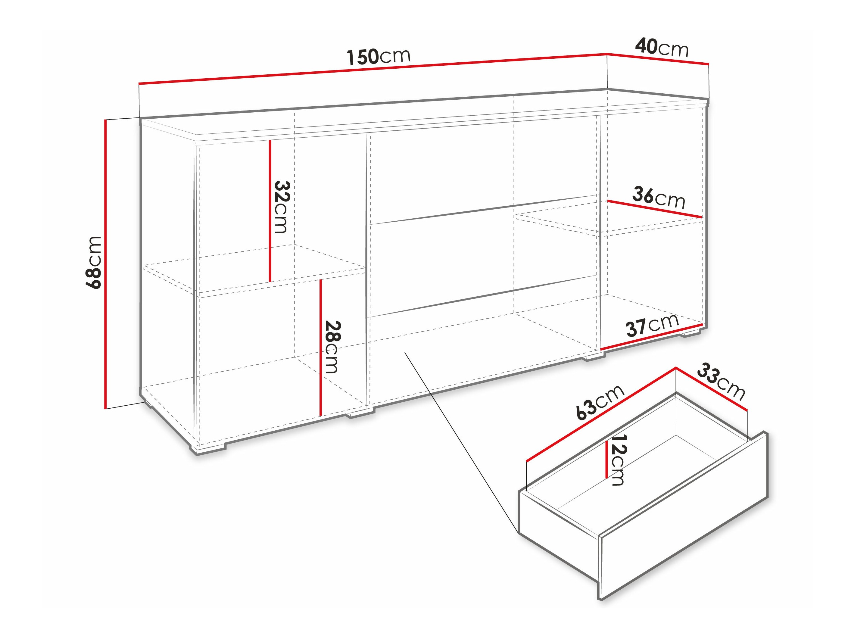 Ladekast Sarasota 142 (Grijs)
