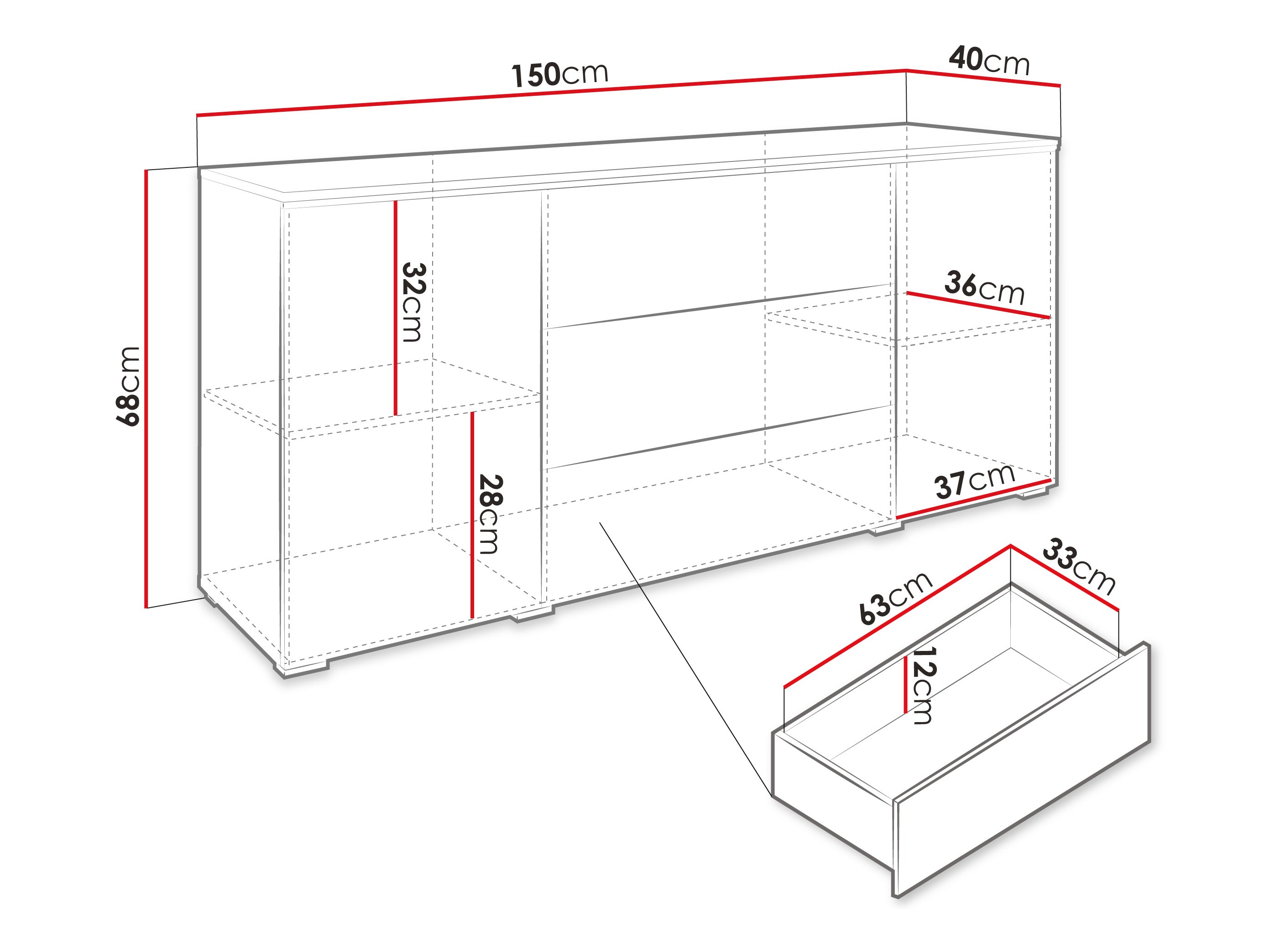 Ladekast Sarasota 142 (Kasjmier)