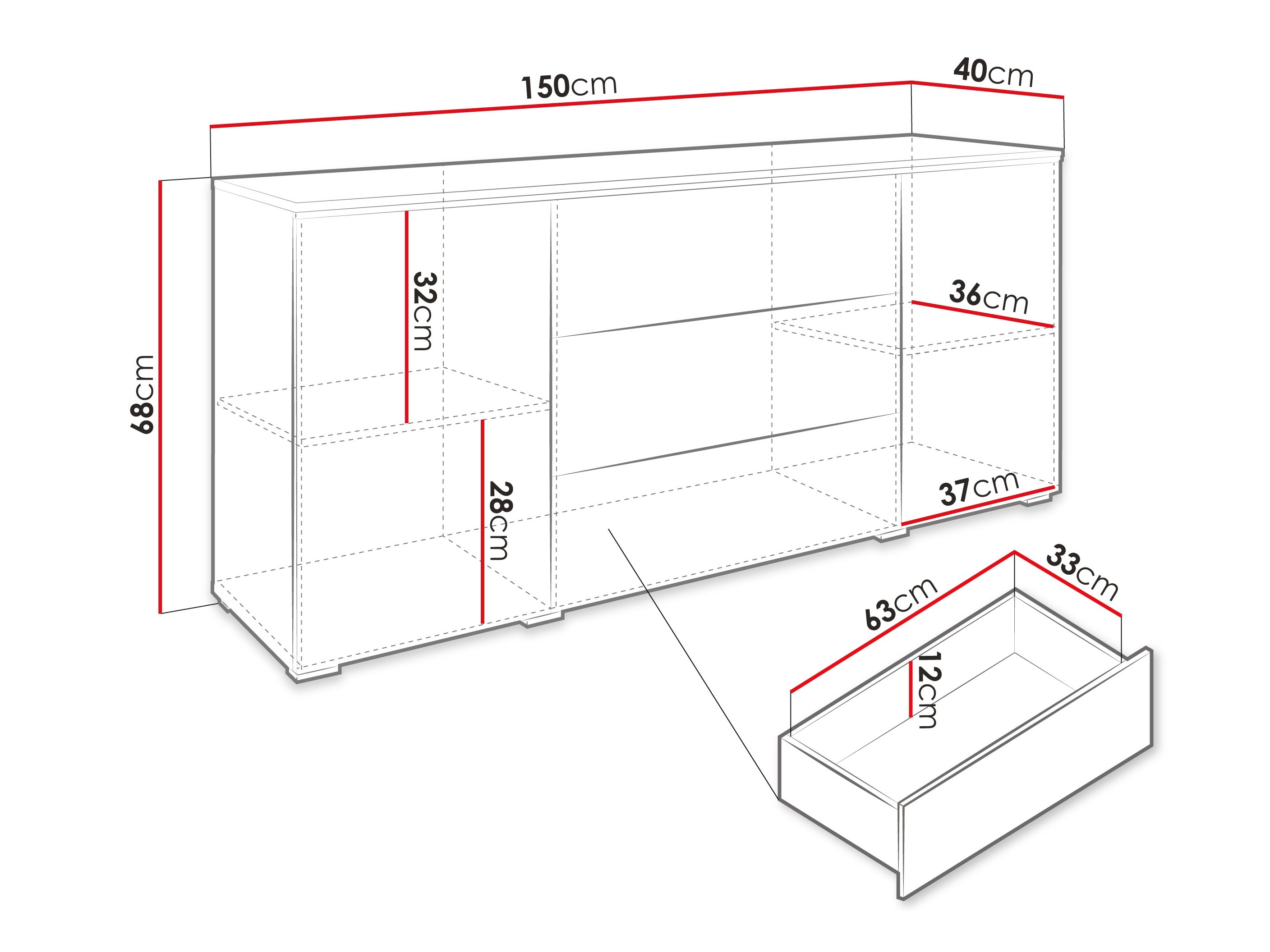 Ladekast Sarasota 142 (Kasjmier)