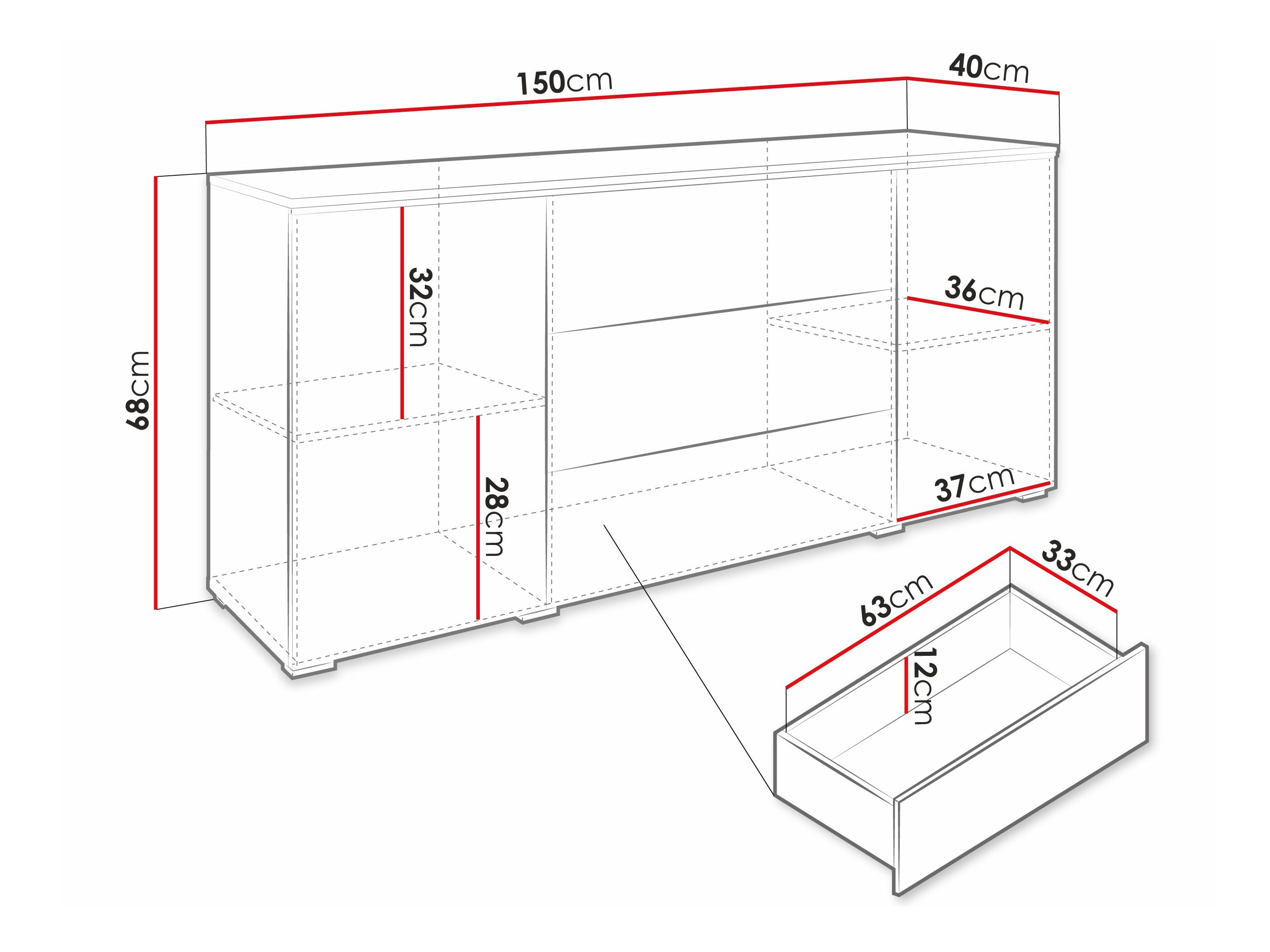 Ladekast Sarasota 142 (Matera grijs + Kastanje)