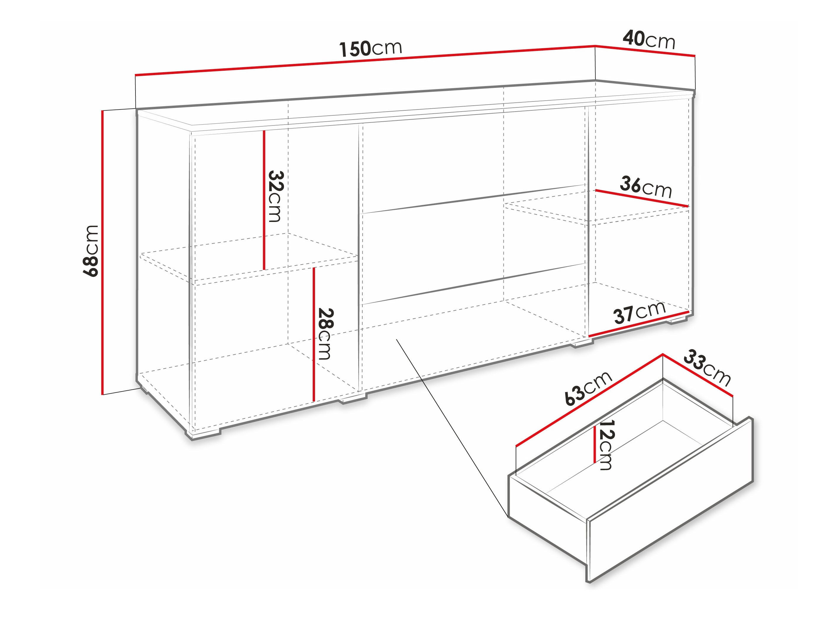 Ladekast Sarasota 142 (Matera grijs + Kastanje)