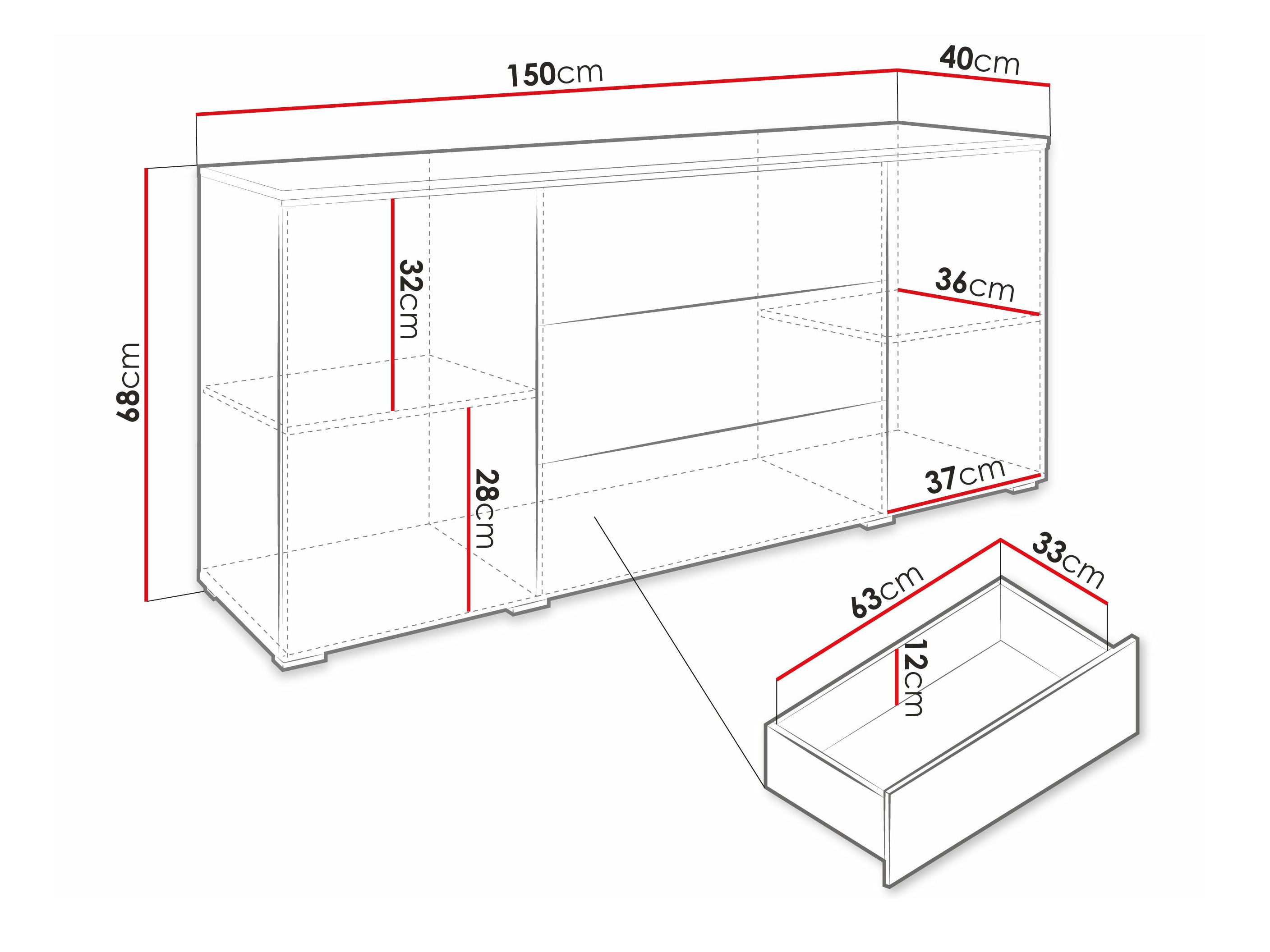 Ladekast Sarasota 142 (Wotan eik)