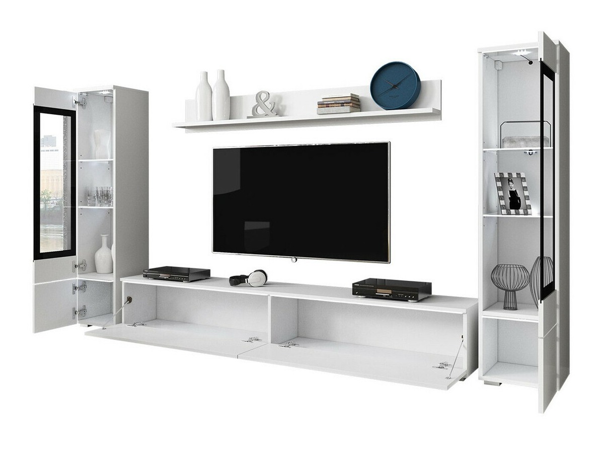 Woonkamerset Mirfivo 101 (Wotan eik + Glanzend wit)
