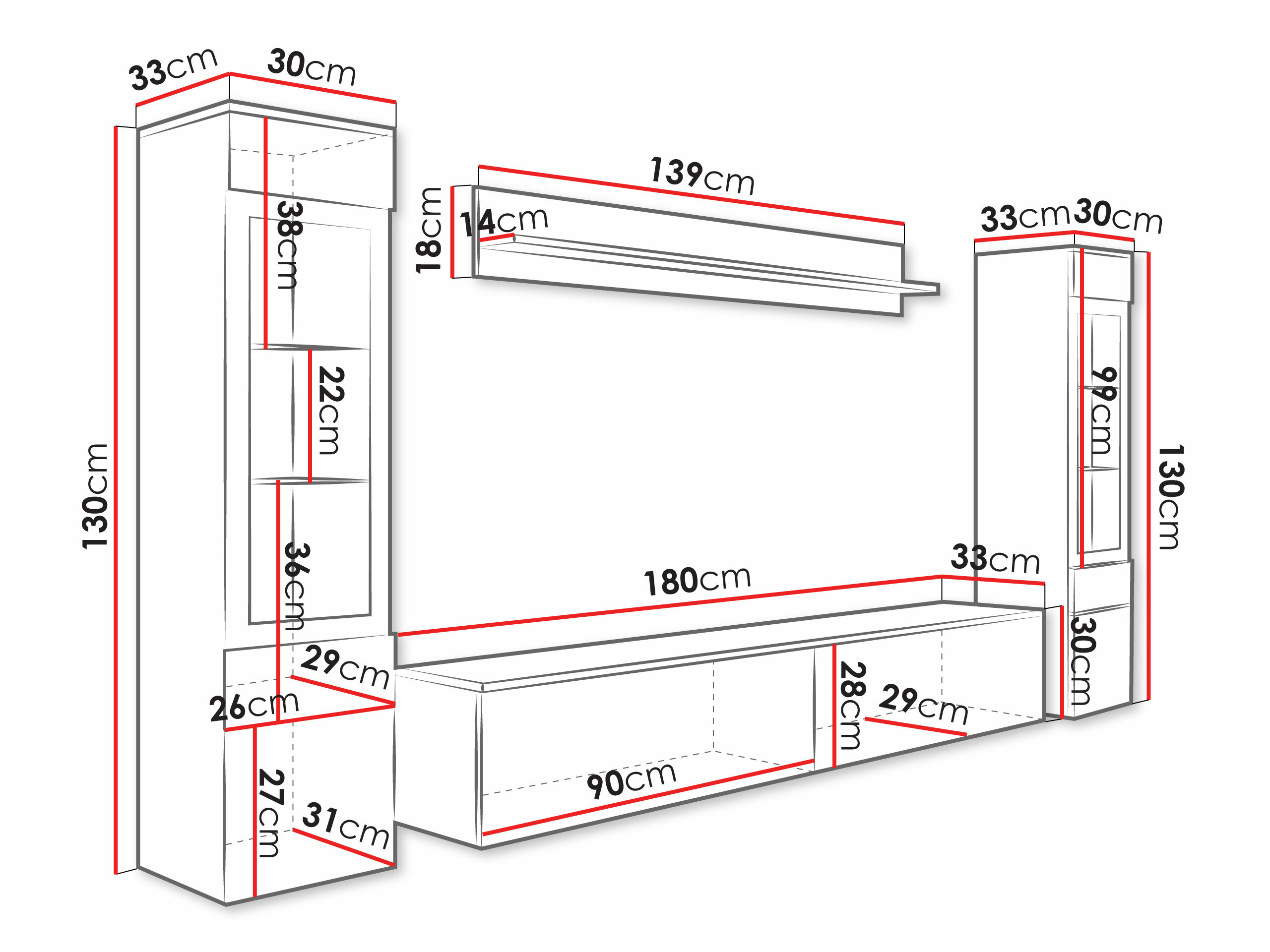 Woonkamerset Sarasota 126 (Grafiet)