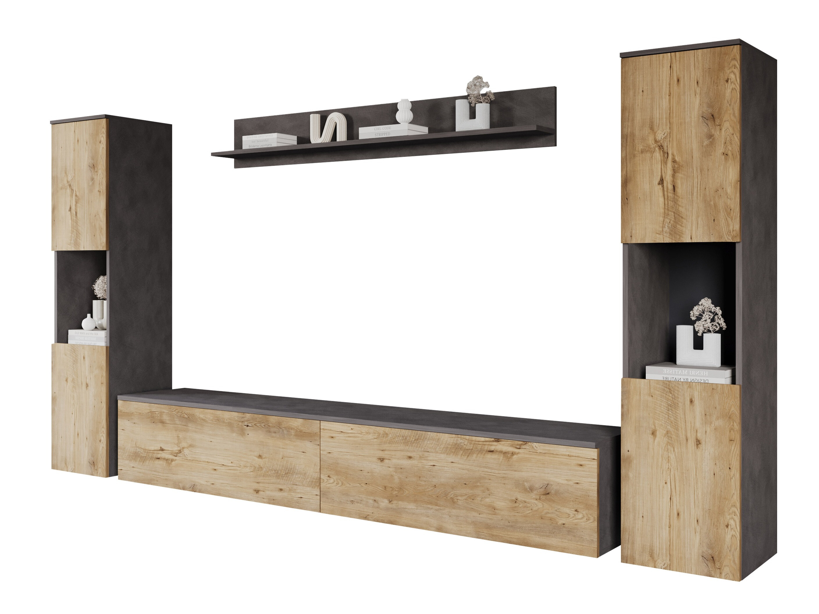 Woonkamerset Sarasota 131 (Matera grijs + Kastanje)