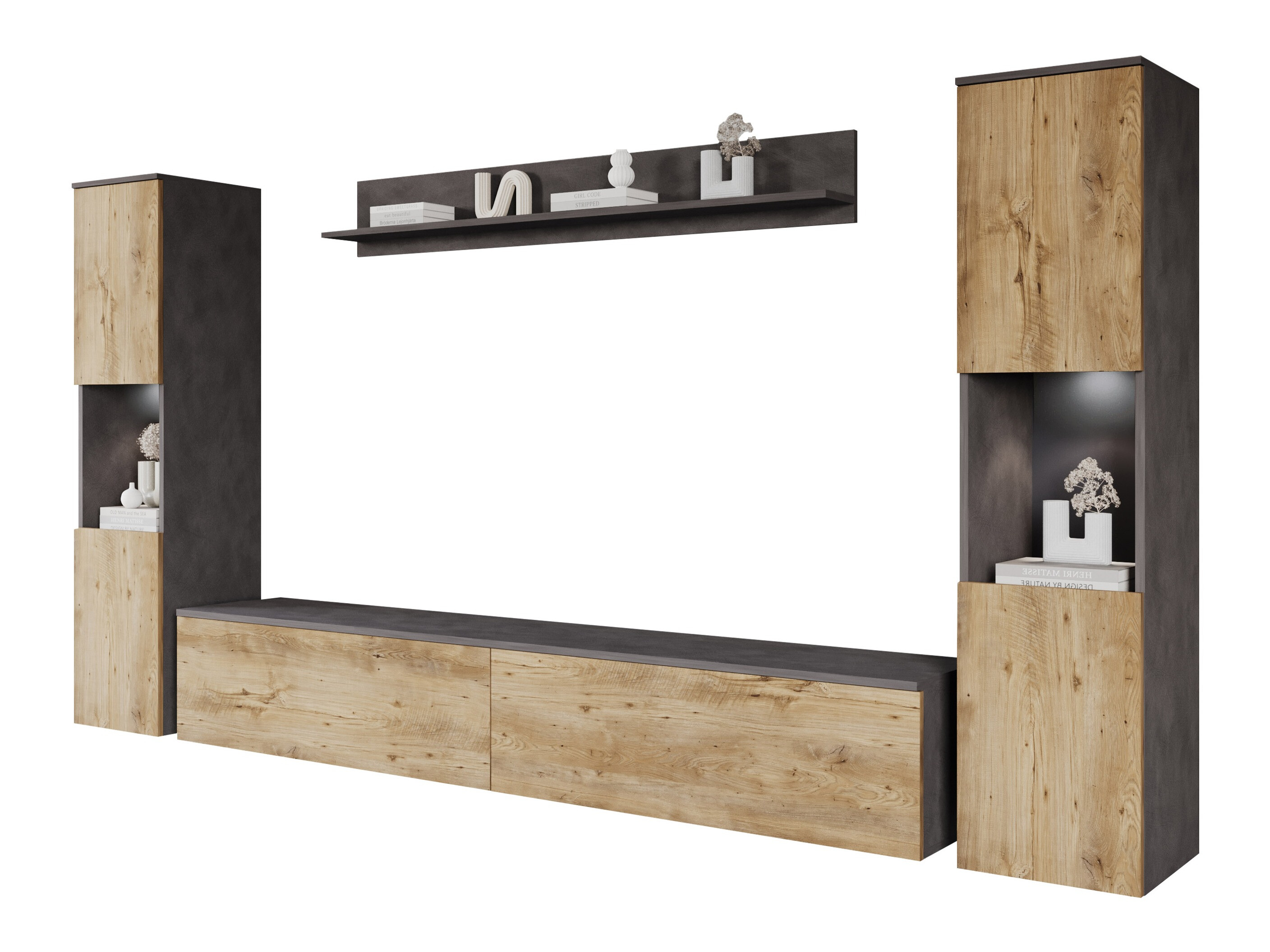 Woonkamerset Sarasota 131 (Matera grijs + Kastanje)