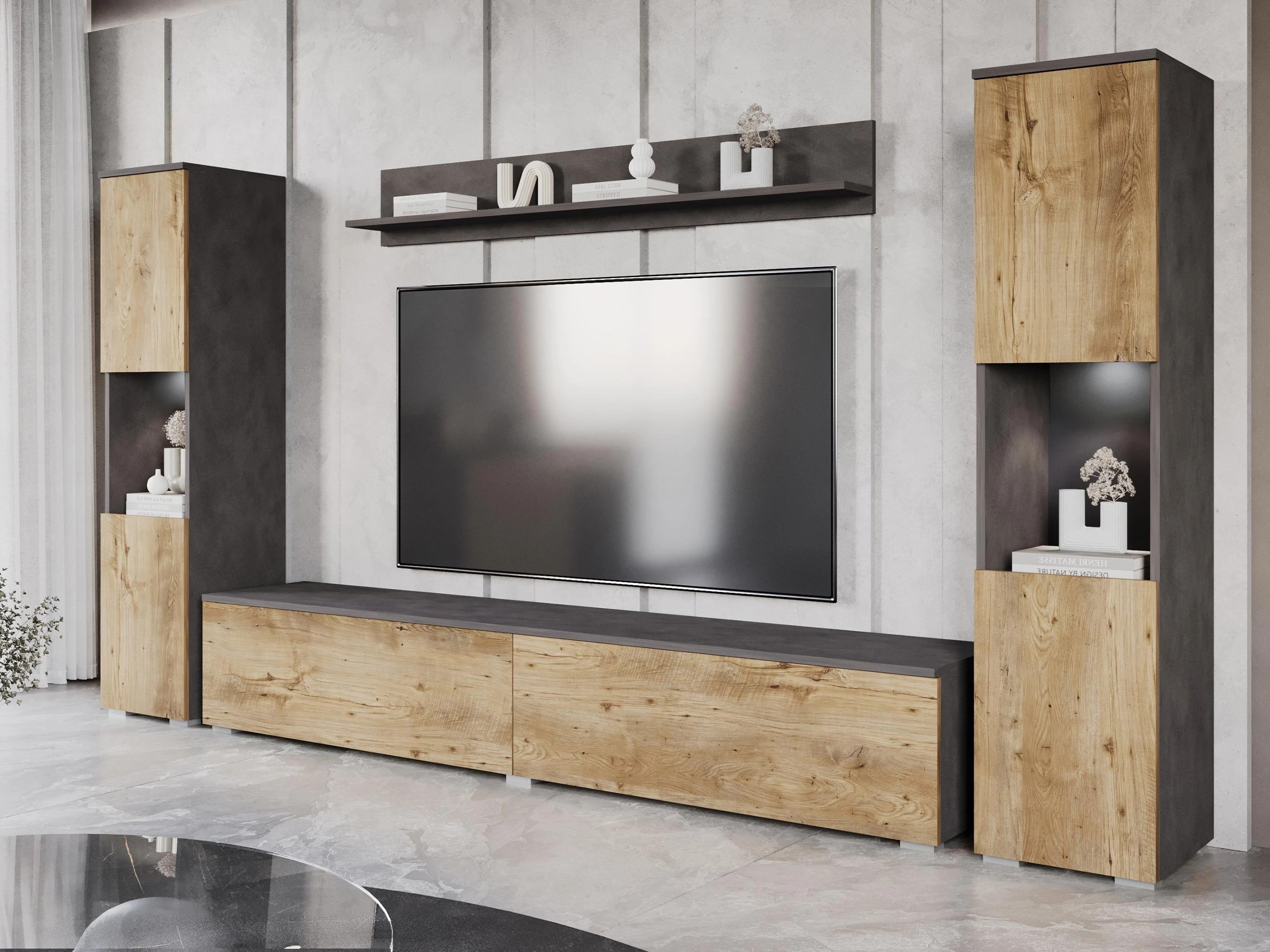 Woonkamerset Sarasota 131 (Matera grijs + Kastanje)