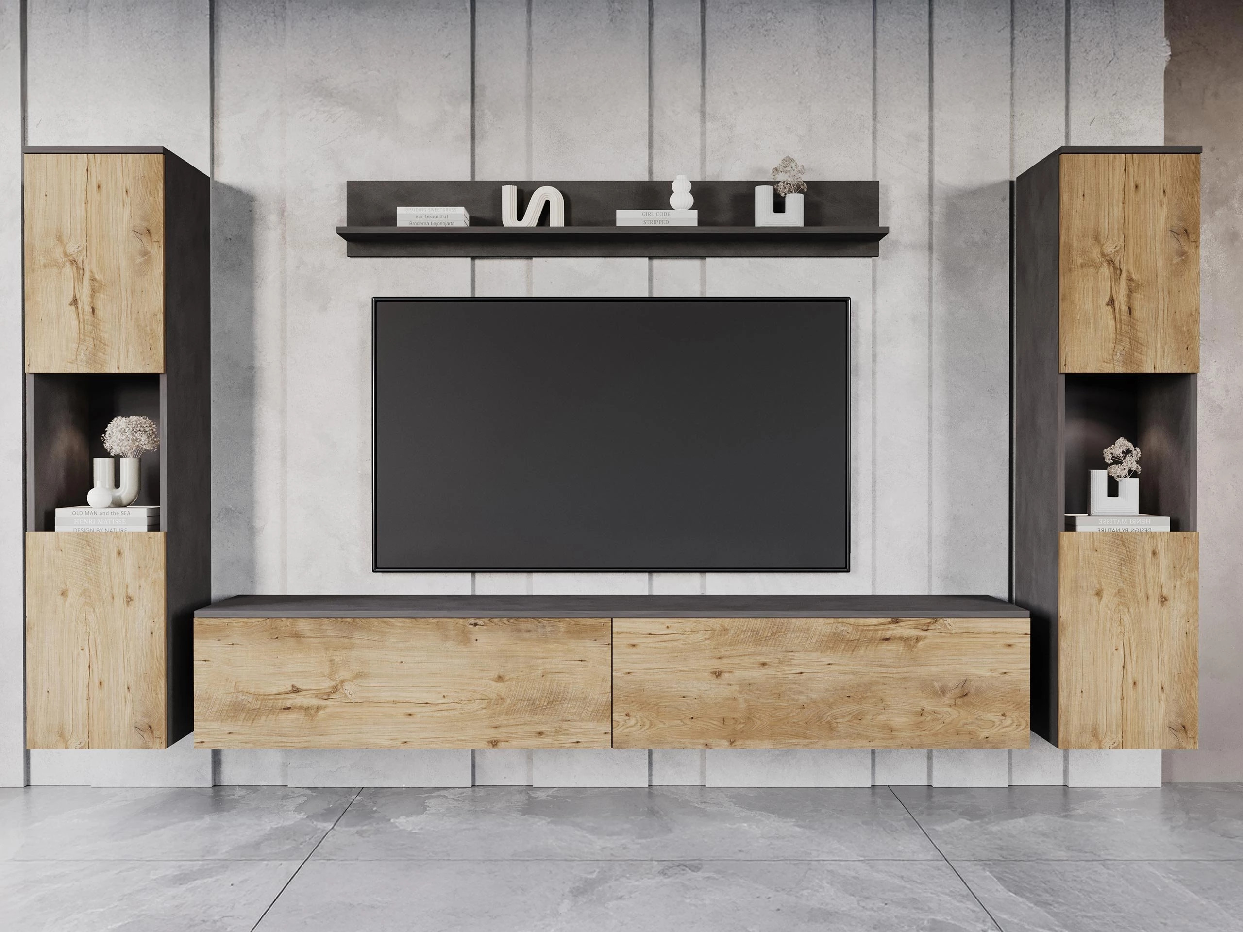 Woonkamerset Sarasota 131 (Matera grijs + Kastanje)