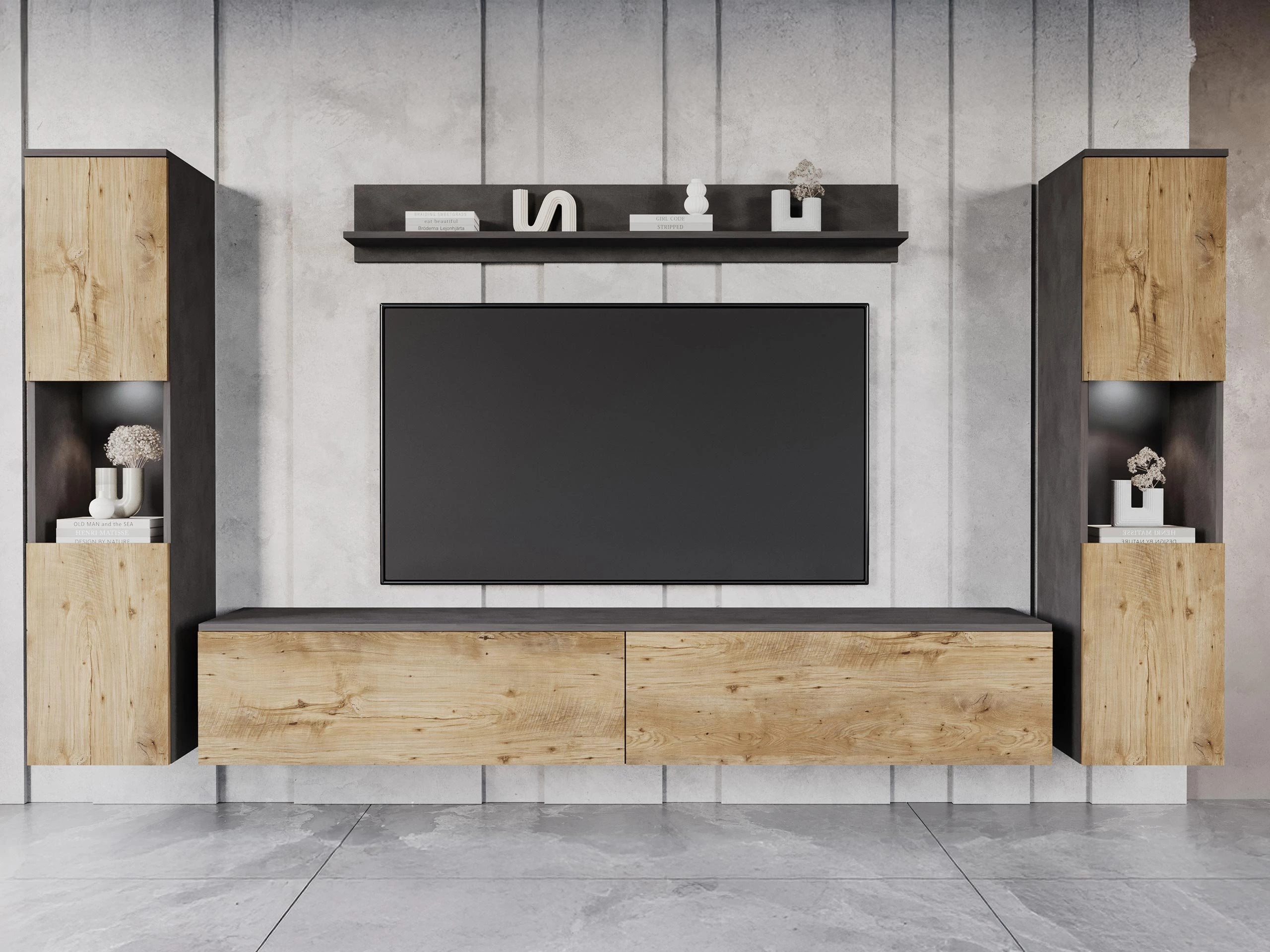 Woonkamerset Sarasota 131 (Matera grijs + Kastanje)