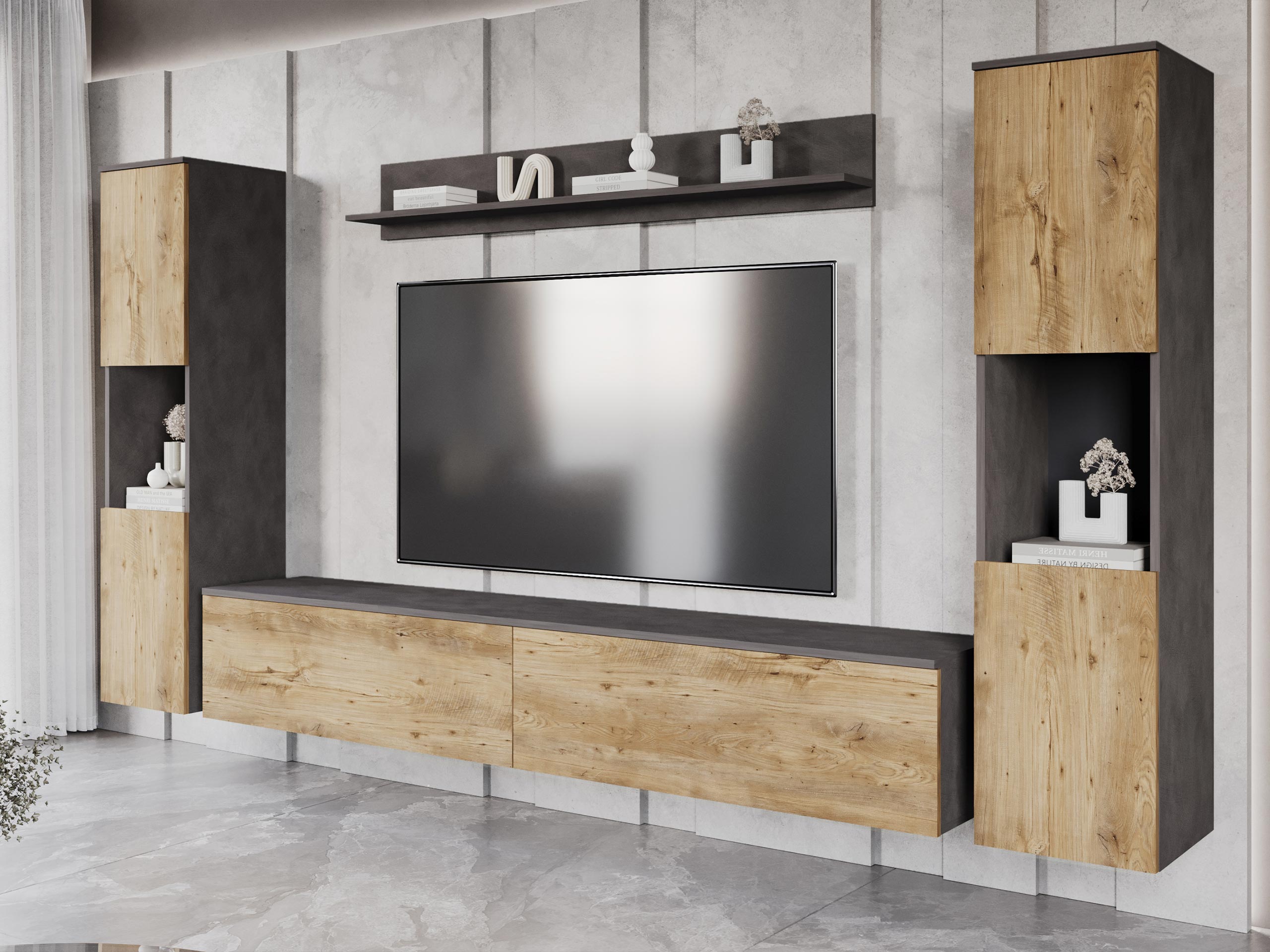 Woonkamerset Sarasota 131 (Matera grijs + Kastanje)