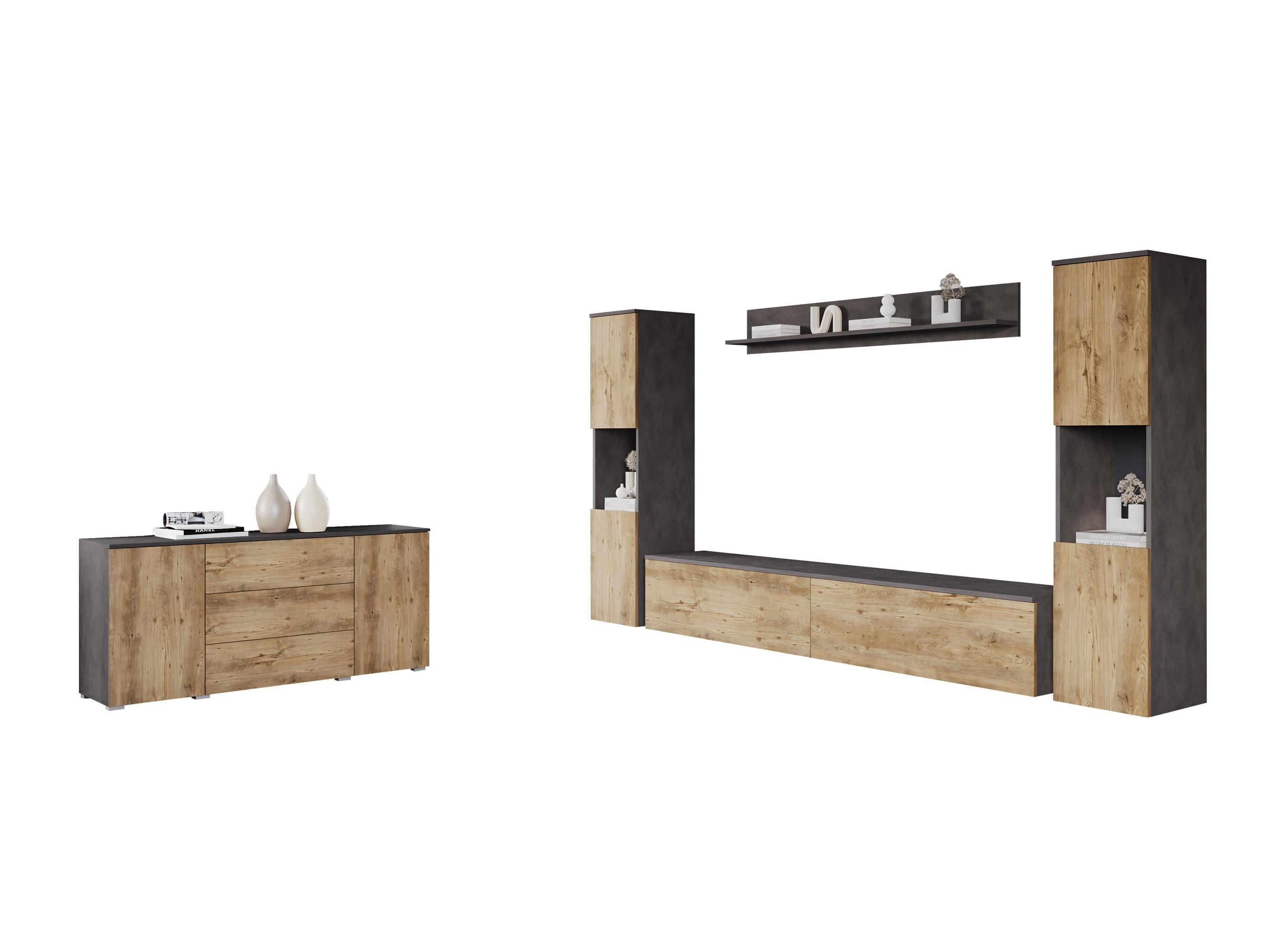 Woonkamerset Sarasota 133 (Matera grijs + Kastanje)