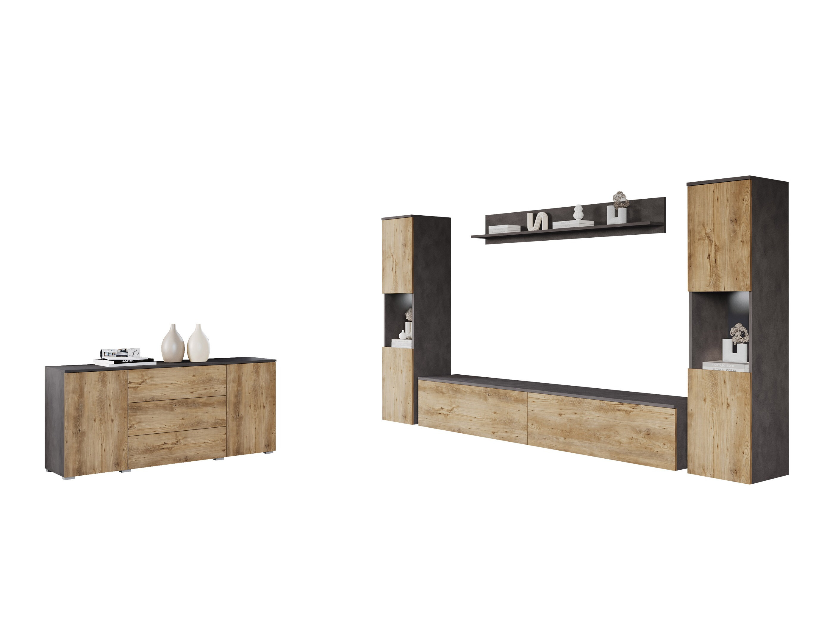 Woonkamerset Sarasota 133 (Matera grijs + Kastanje)