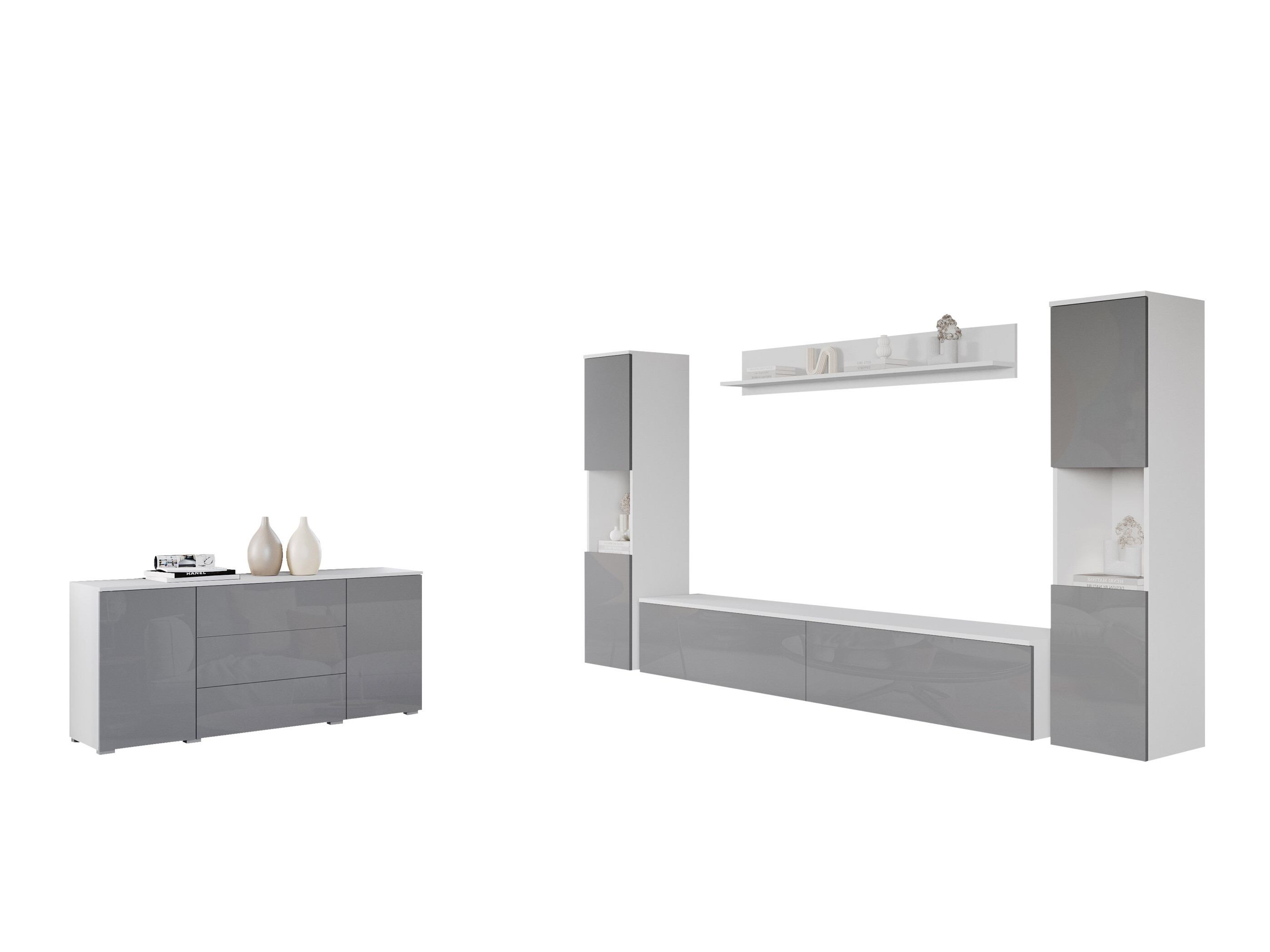 Woonkamerset Sarasota 133 (Wit + Glanzend wit)