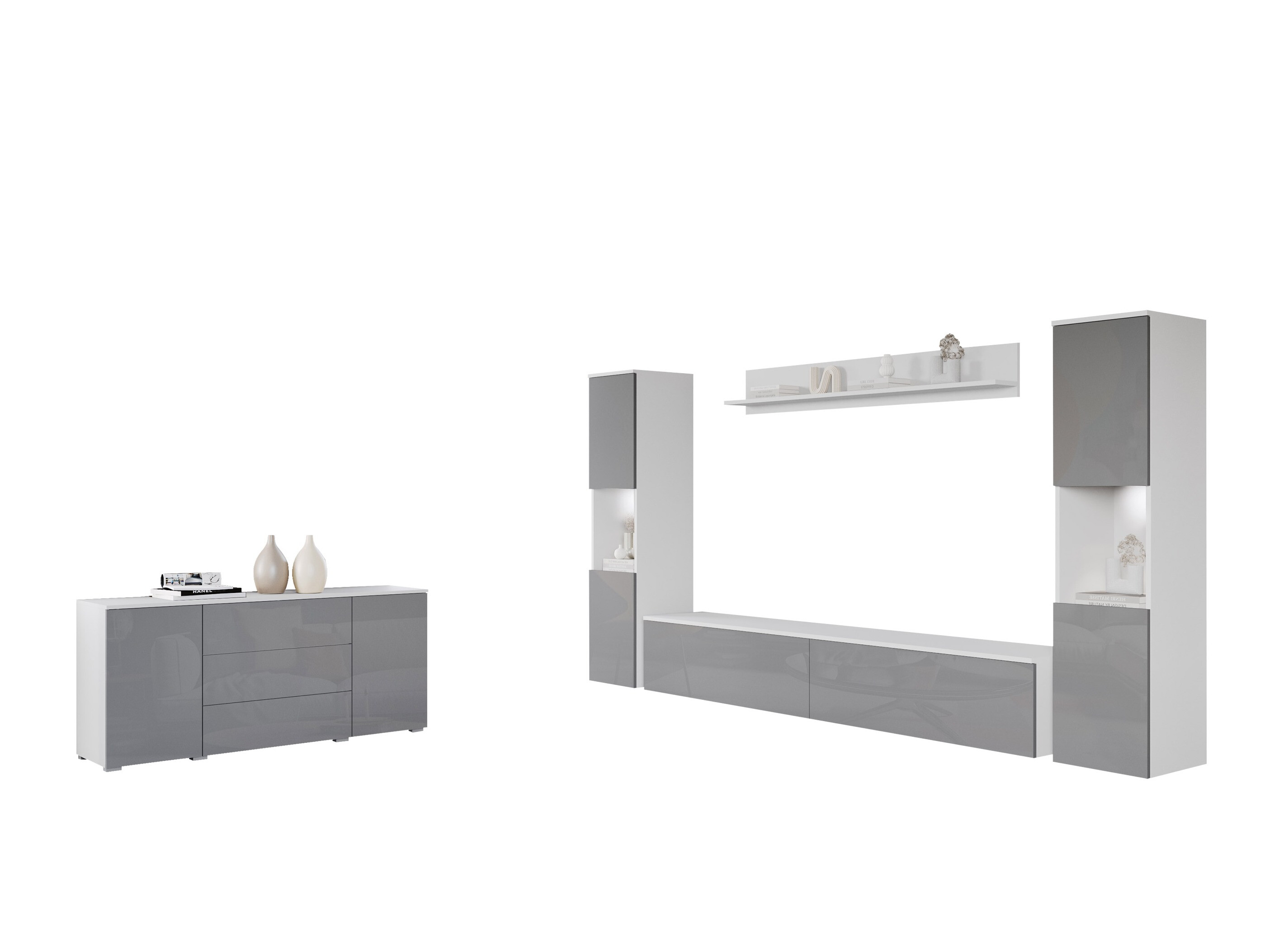 Woonkamerset Sarasota 133 (Wit + Glanzend wit)