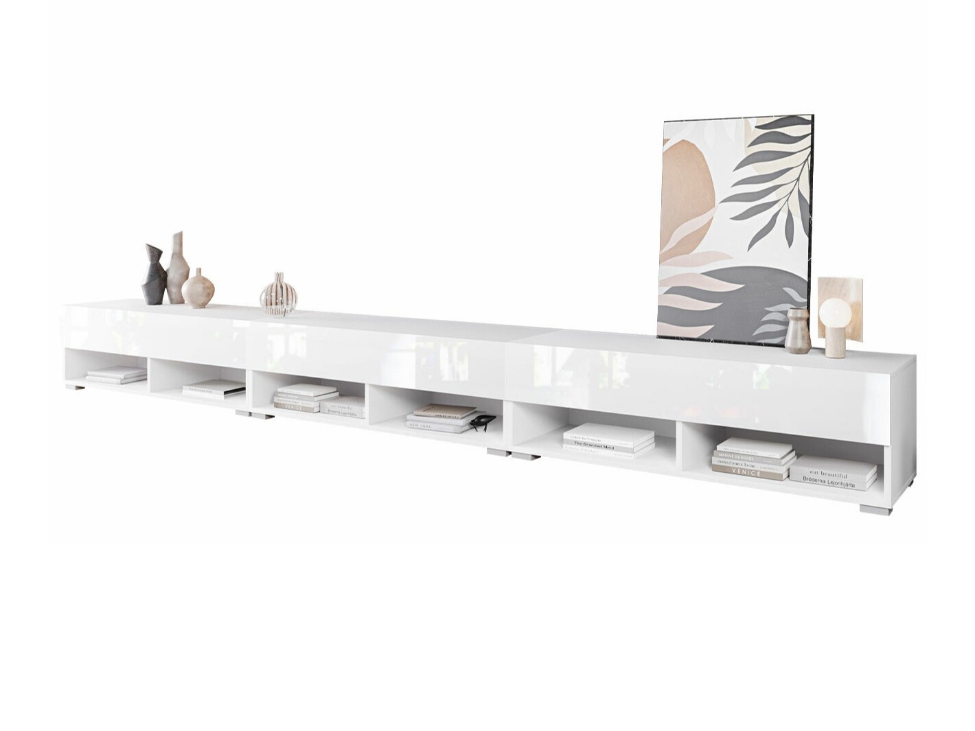 TV-meubel Sarasota 144 (Wit + Glanzend wit)