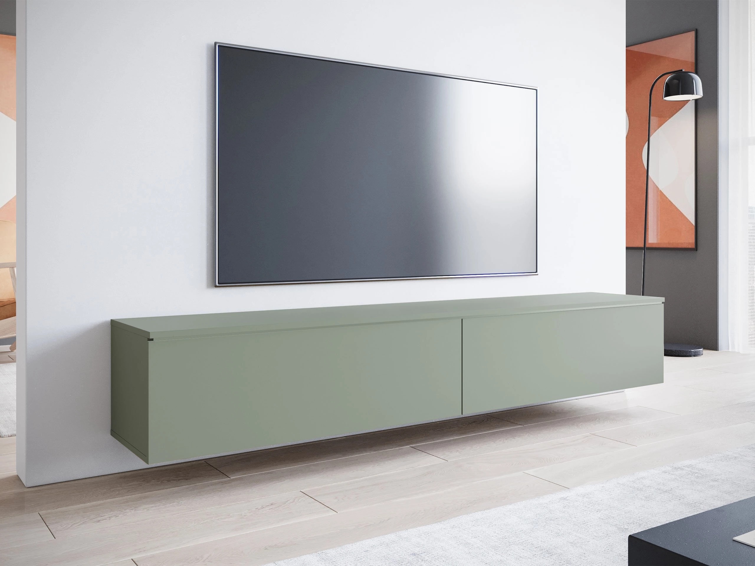 TV-meubel Scientia I (Stoffig groen)