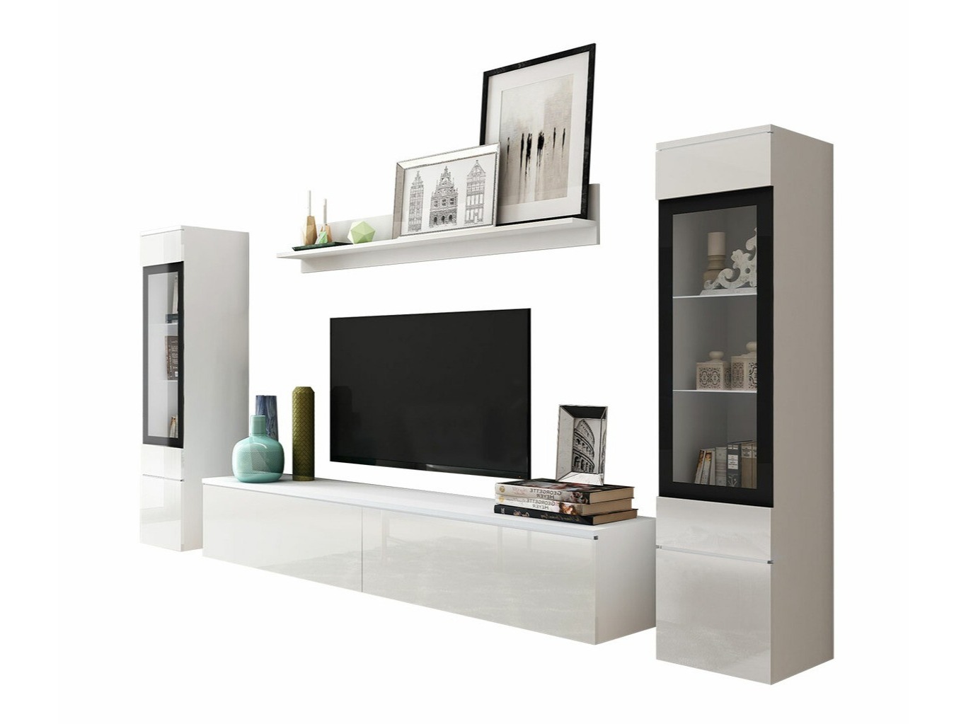 Woonkamerset Mirfivo 101 (Wit + Glanzend wit)