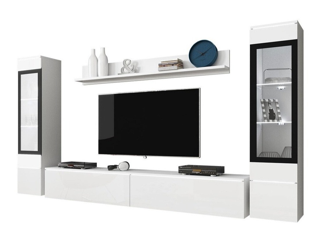 Woonkamerset Mirfivo 101 (Wit + Glanzend wit)