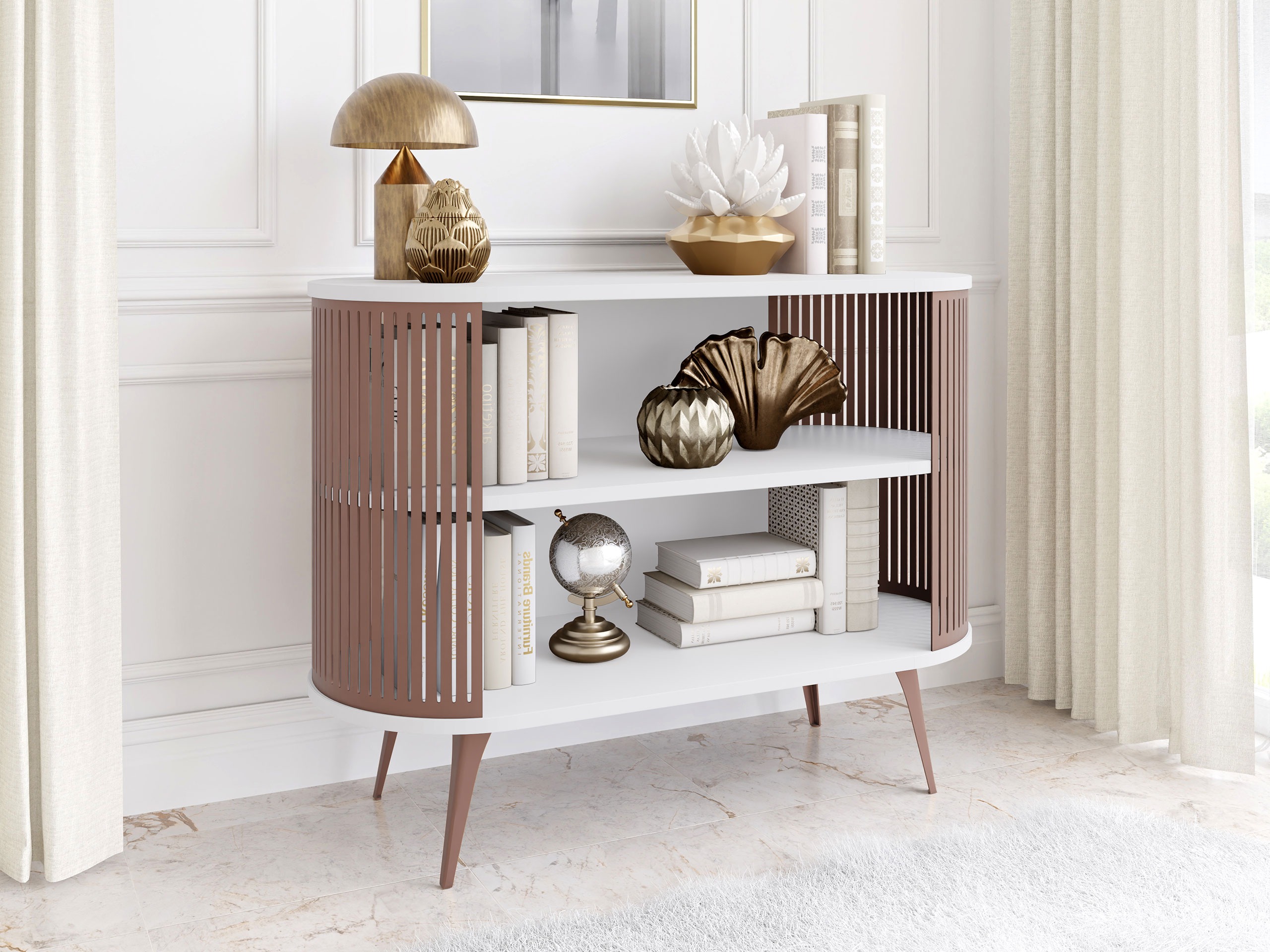 Boekenkast Oswego 148 (Roze + Wit)