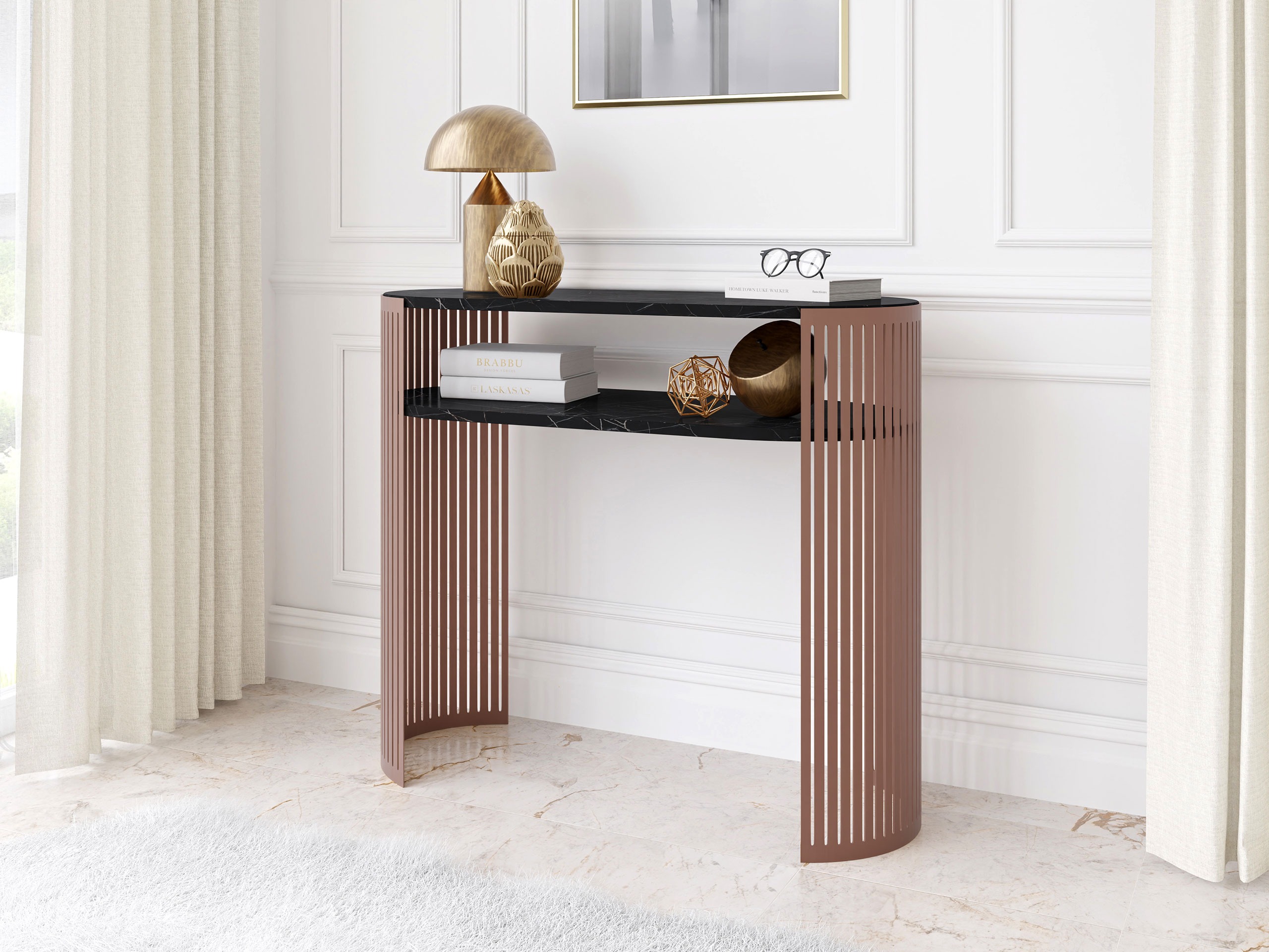 Wandtafel Civer I (Roze + Zwart marmer)
