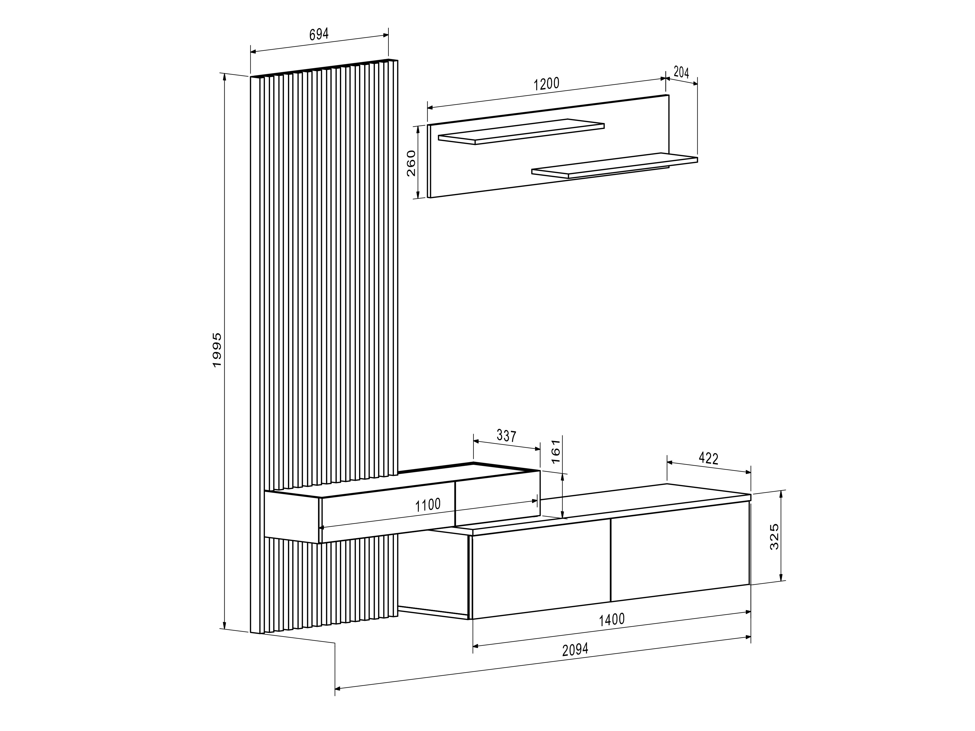 Woonkamerset Houston 2086 (Artisan eiken + Kasjmier)