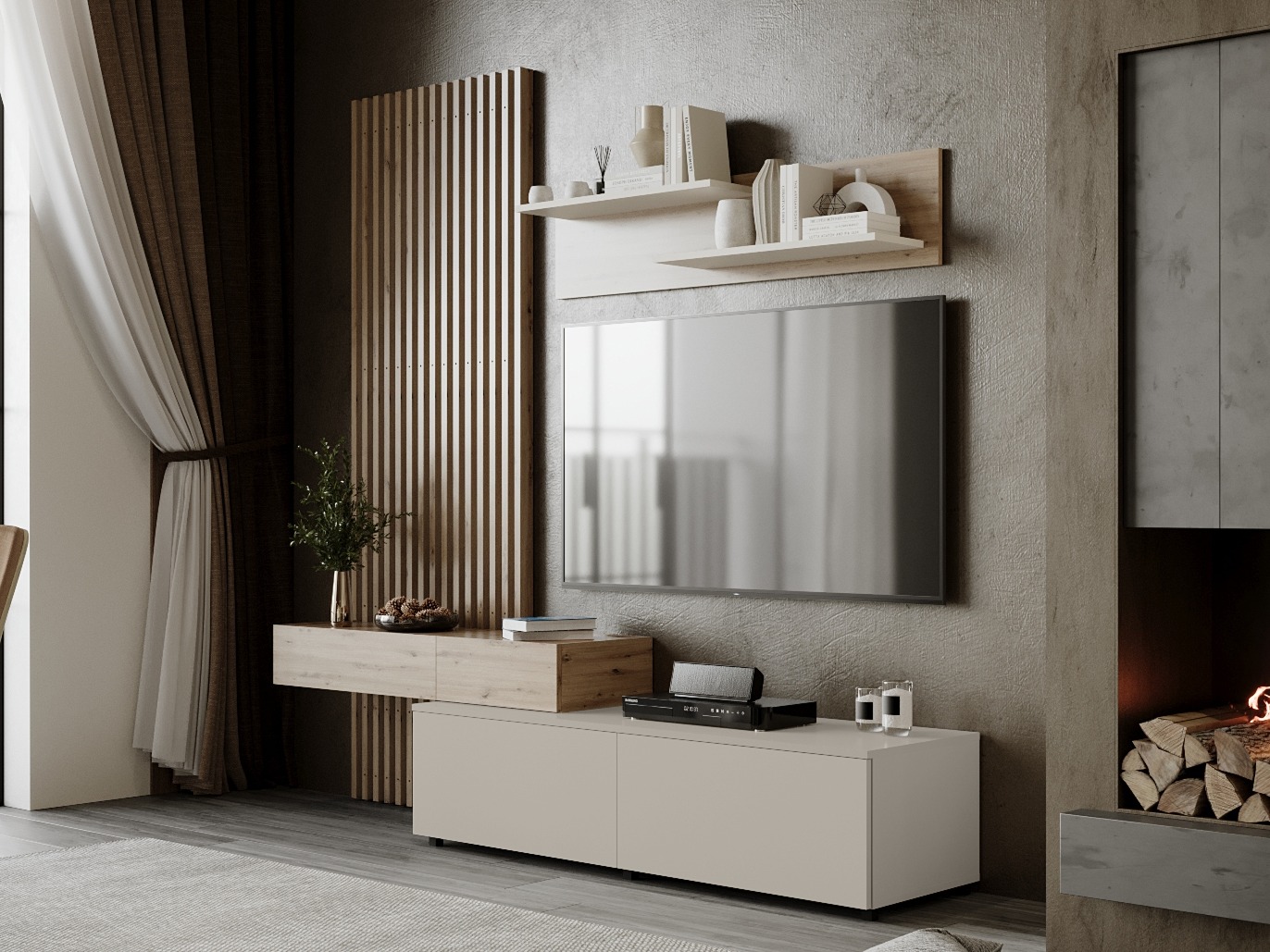 Woonkamerset Houston 2086 (Artisan eiken + Kasjmier)