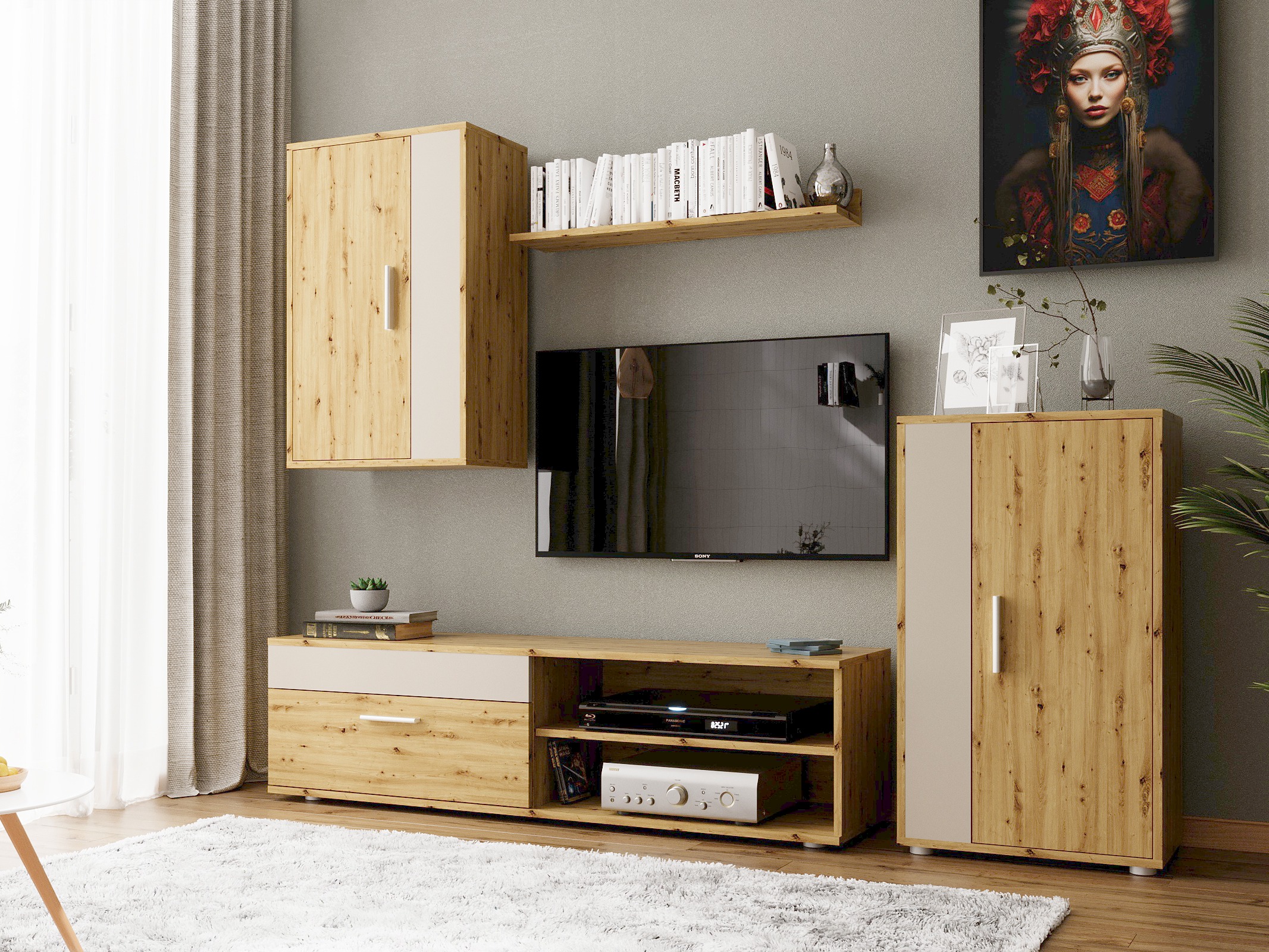 Woonkamerset Houston 2087 (Artisan eiken + Kasjmier)