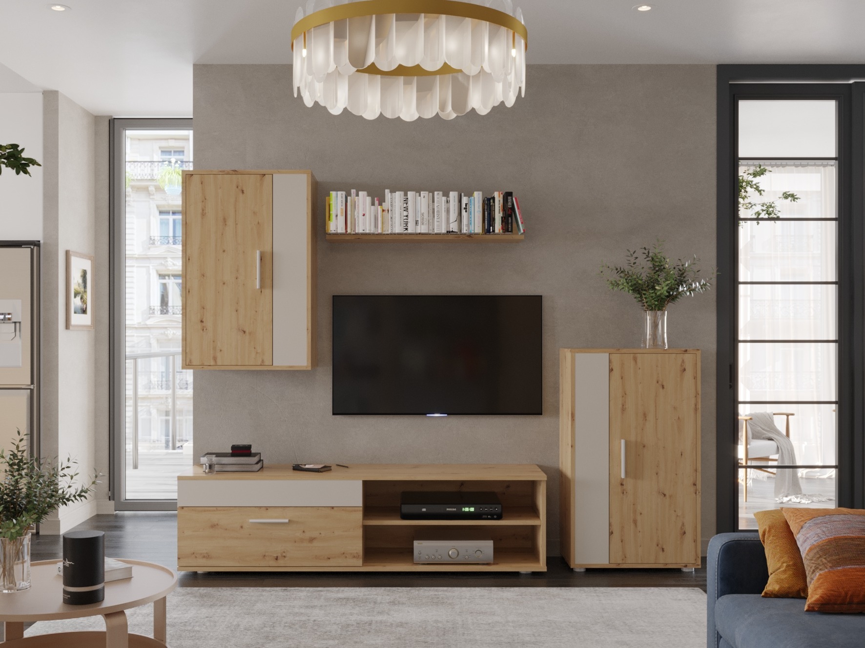 Woonkamerset Houston 2087 (Artisan eiken + Kasjmier)