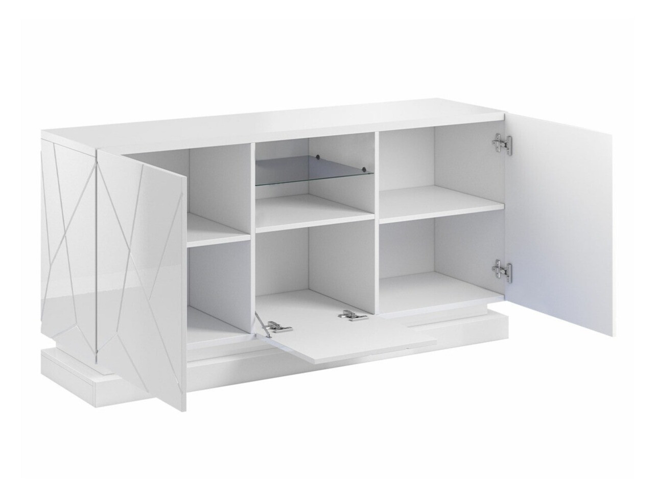 Dressoir Charlotte 186 (Zwart + Glanzend zwart)