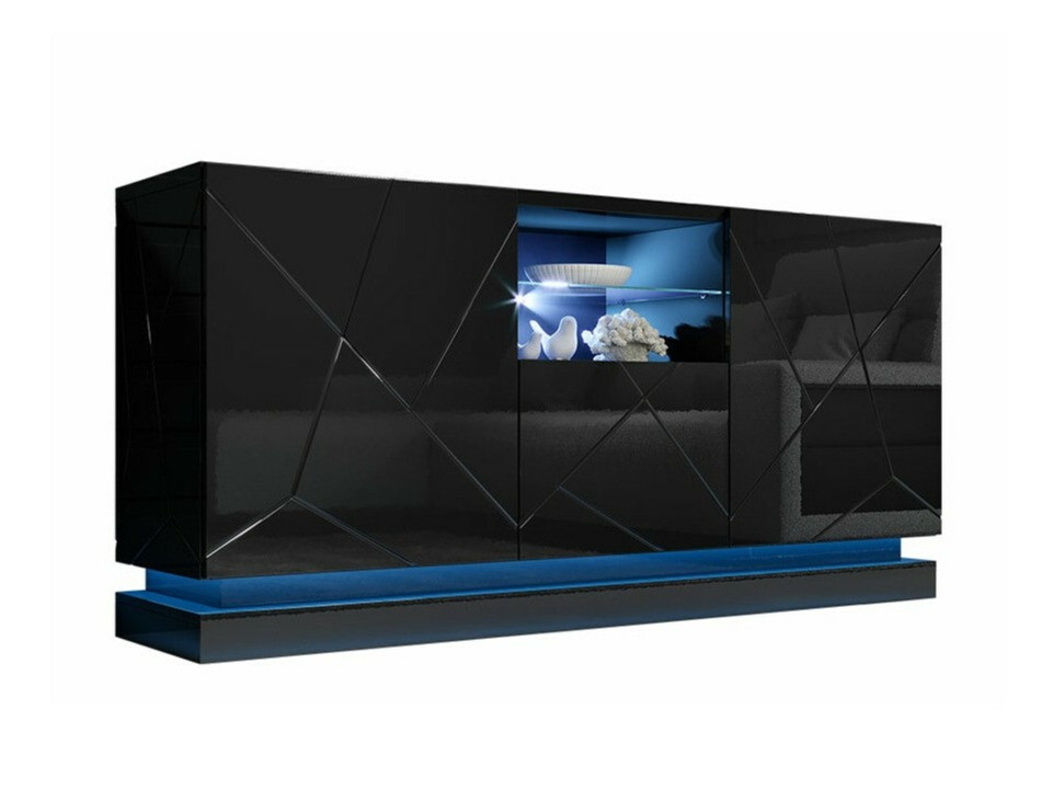 Dressoir Linar (Zwart + Glanzend zwart)