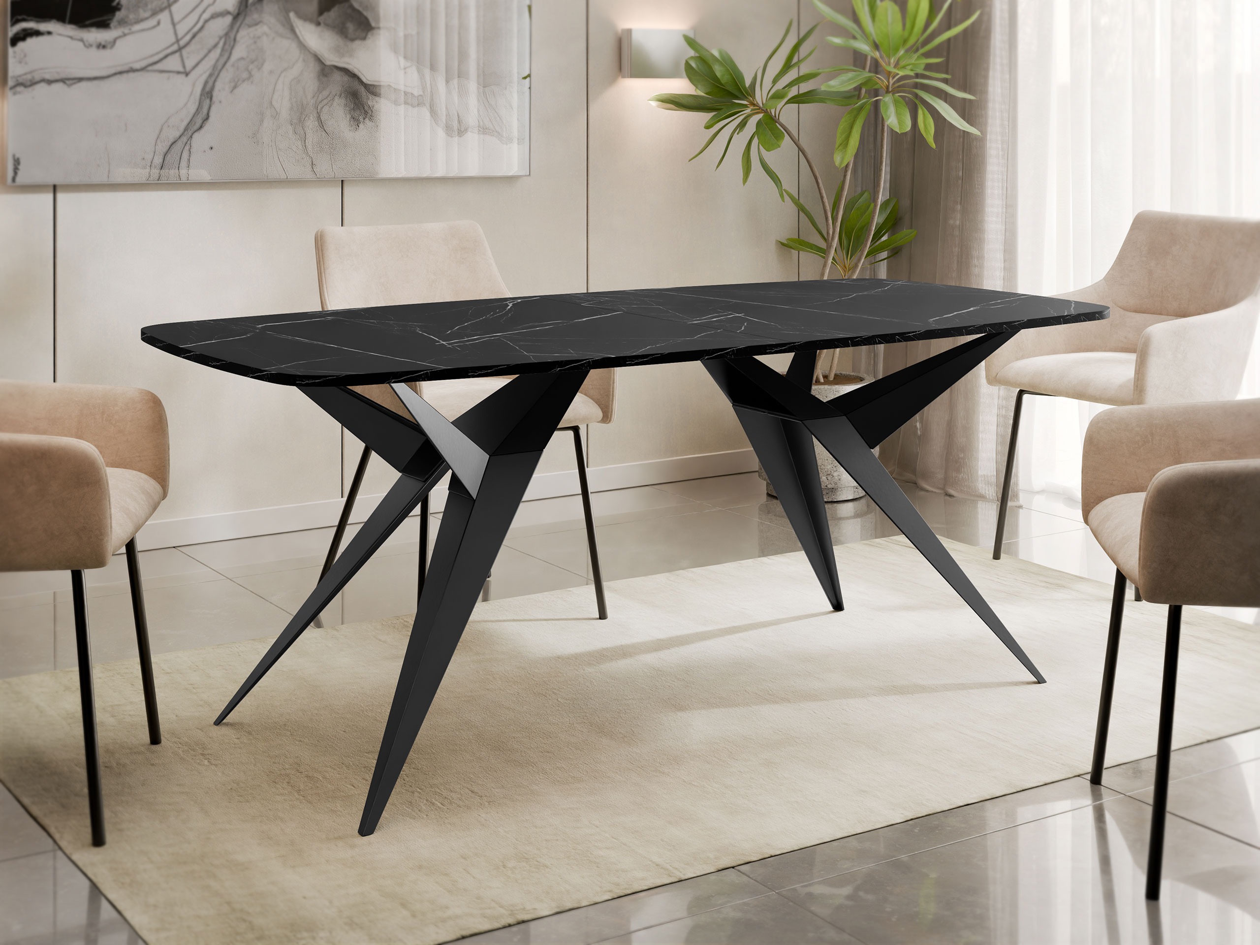 Tafel Oswego 152 (Zwart marmer)