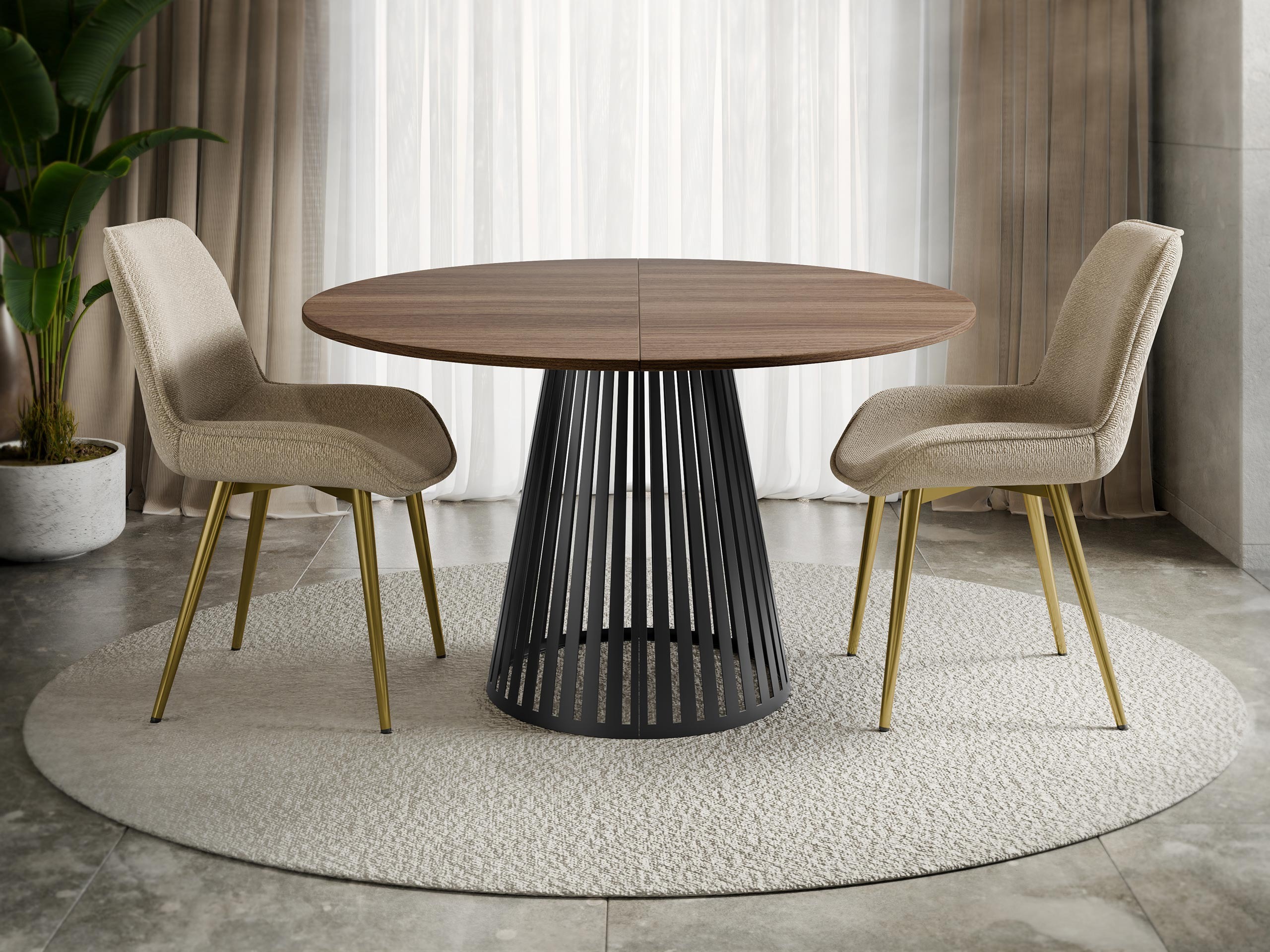 Tafel Prudentia II (Notenhout + Zwart)