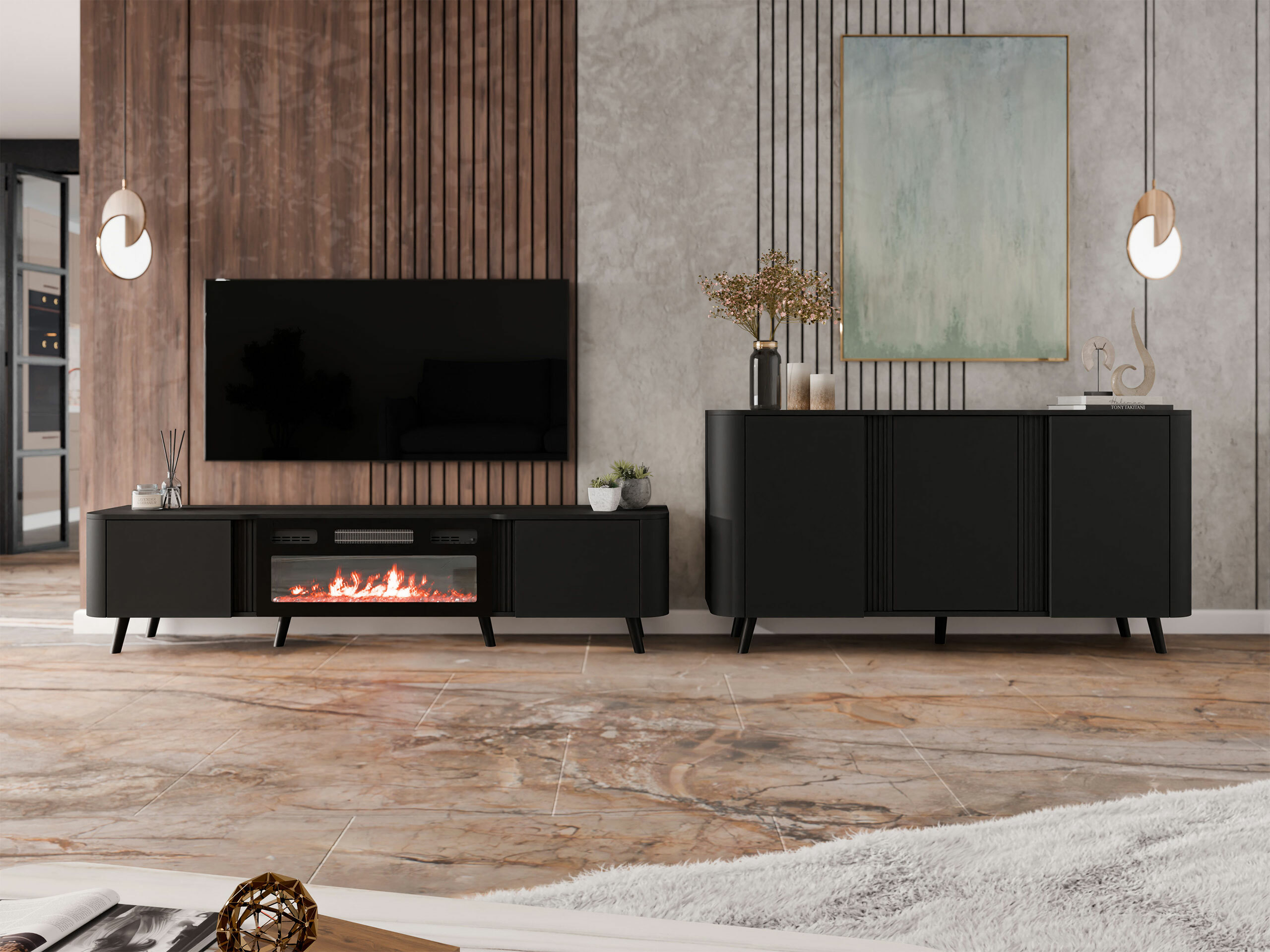 Woonkamerset Charlotte 204 (Zwart)