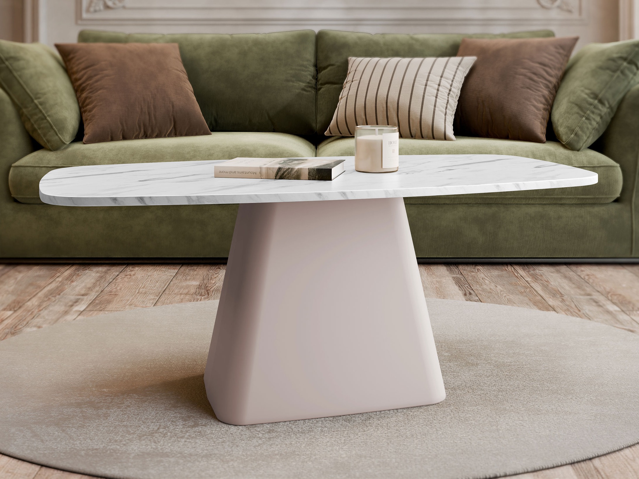 Salontafel Oswego 158 (Wit marmer + Kasjmier)