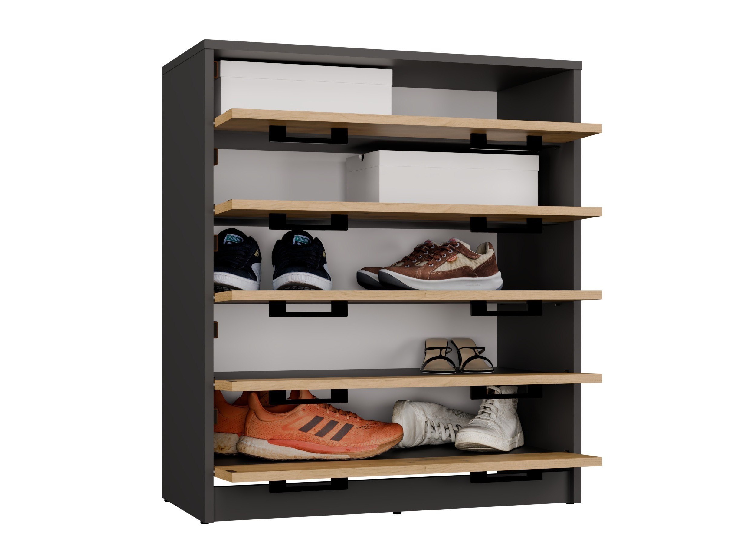 Schoenenkast Mandeville 372 (Artisan eiken + Antraciet)
