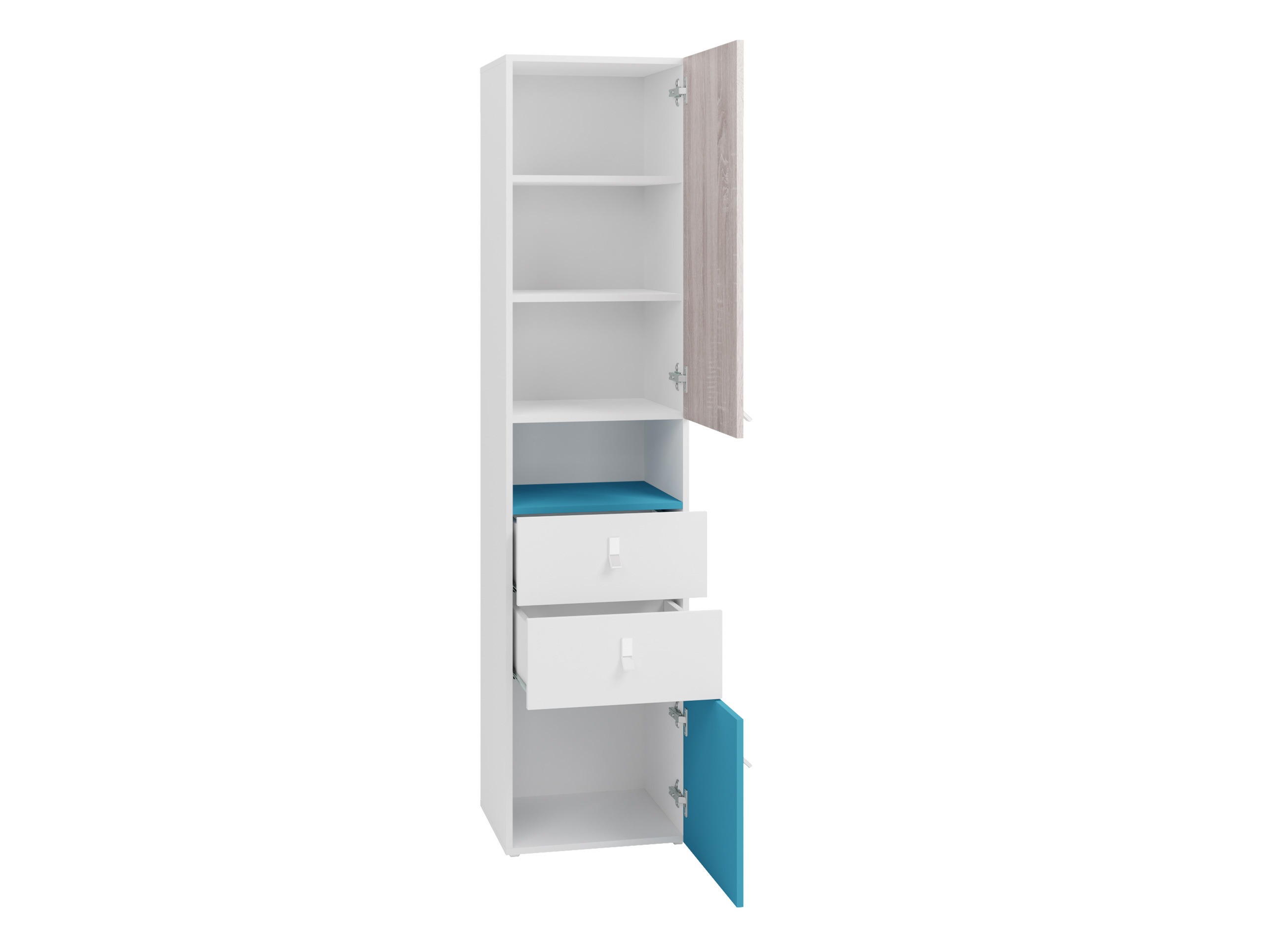 Boekenkast Camteso 102 (Wit + Eiken + Turquoise)