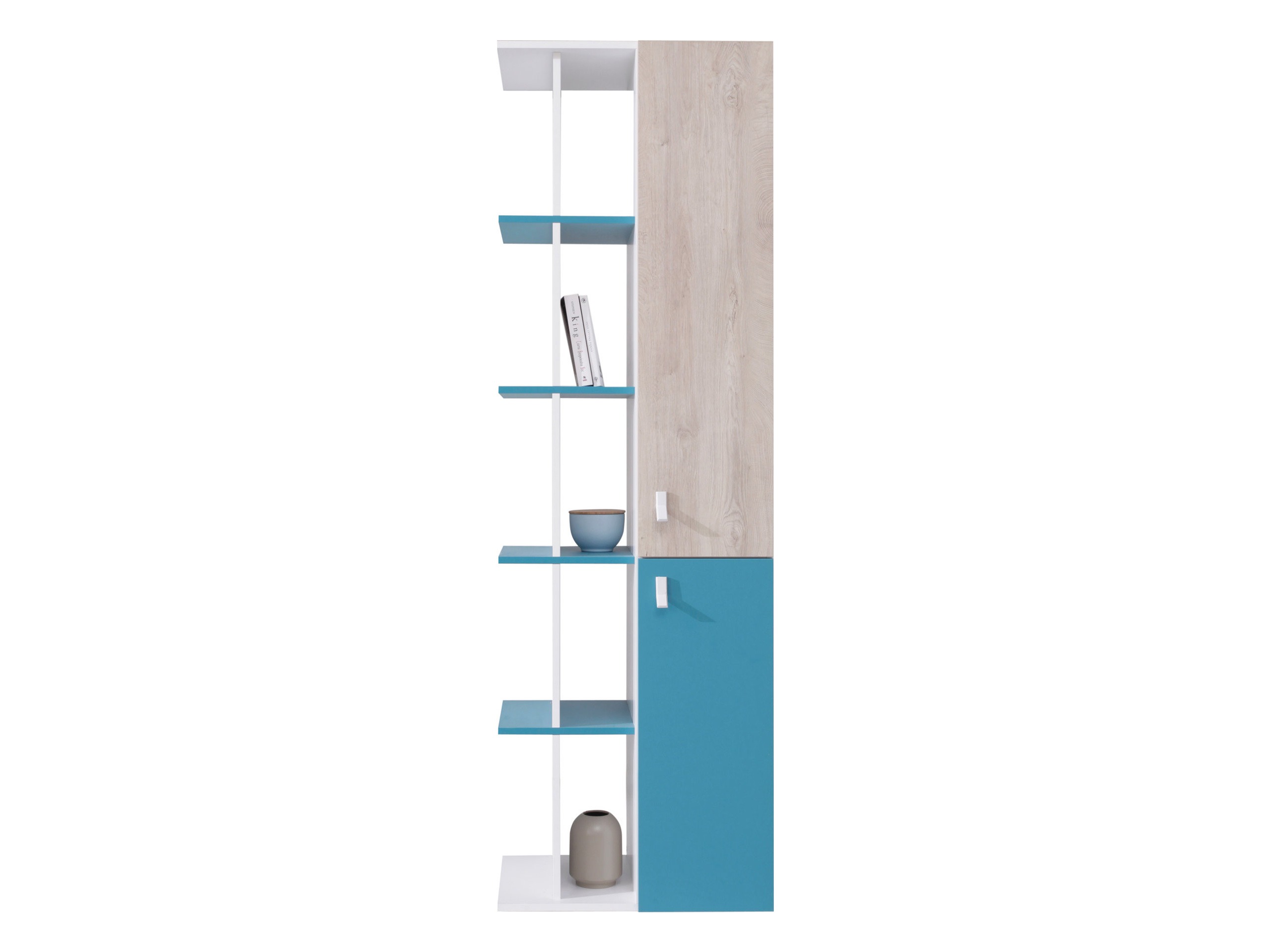 Boekenkast Camteso 103 (Wit + Eiken + Turquoise)