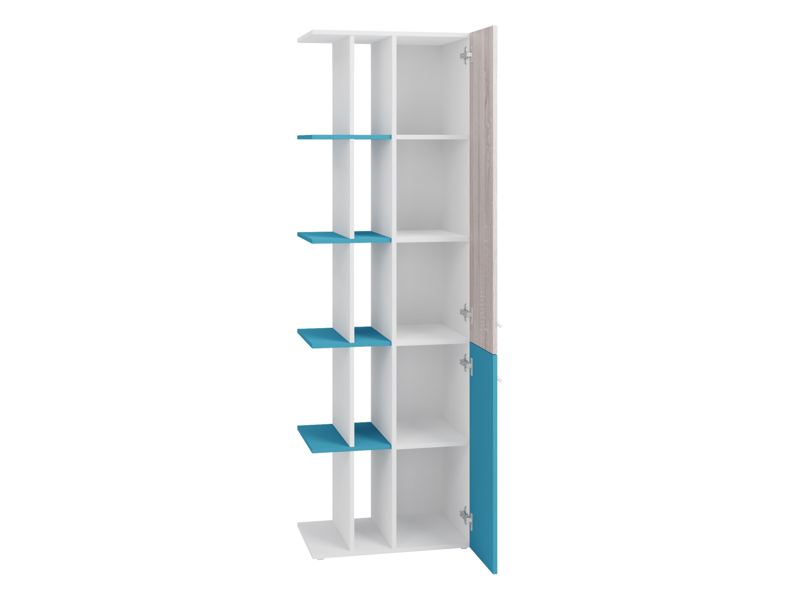 Boekenkast Camteso 103 (Wit + Eiken + Turquoise)