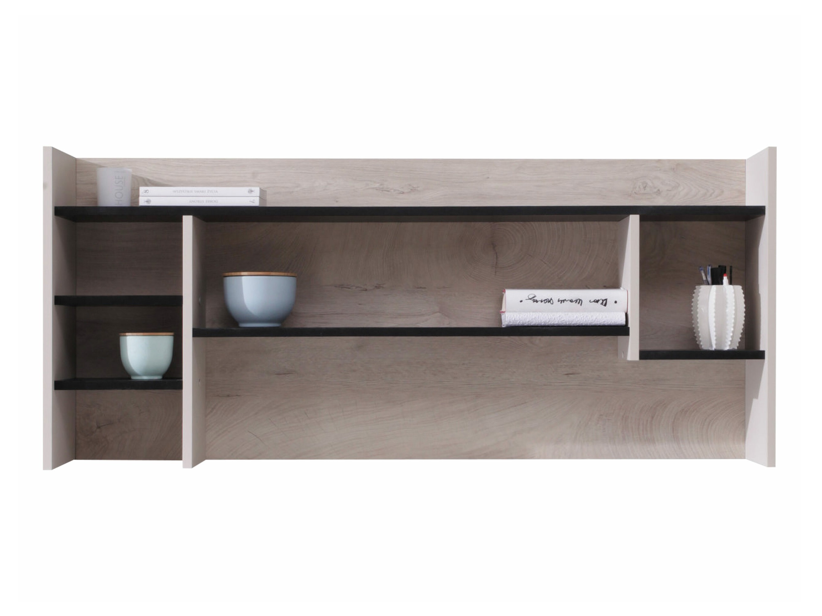 Wandplank Camteso 109 (Zwart + Eiken + Beige)
