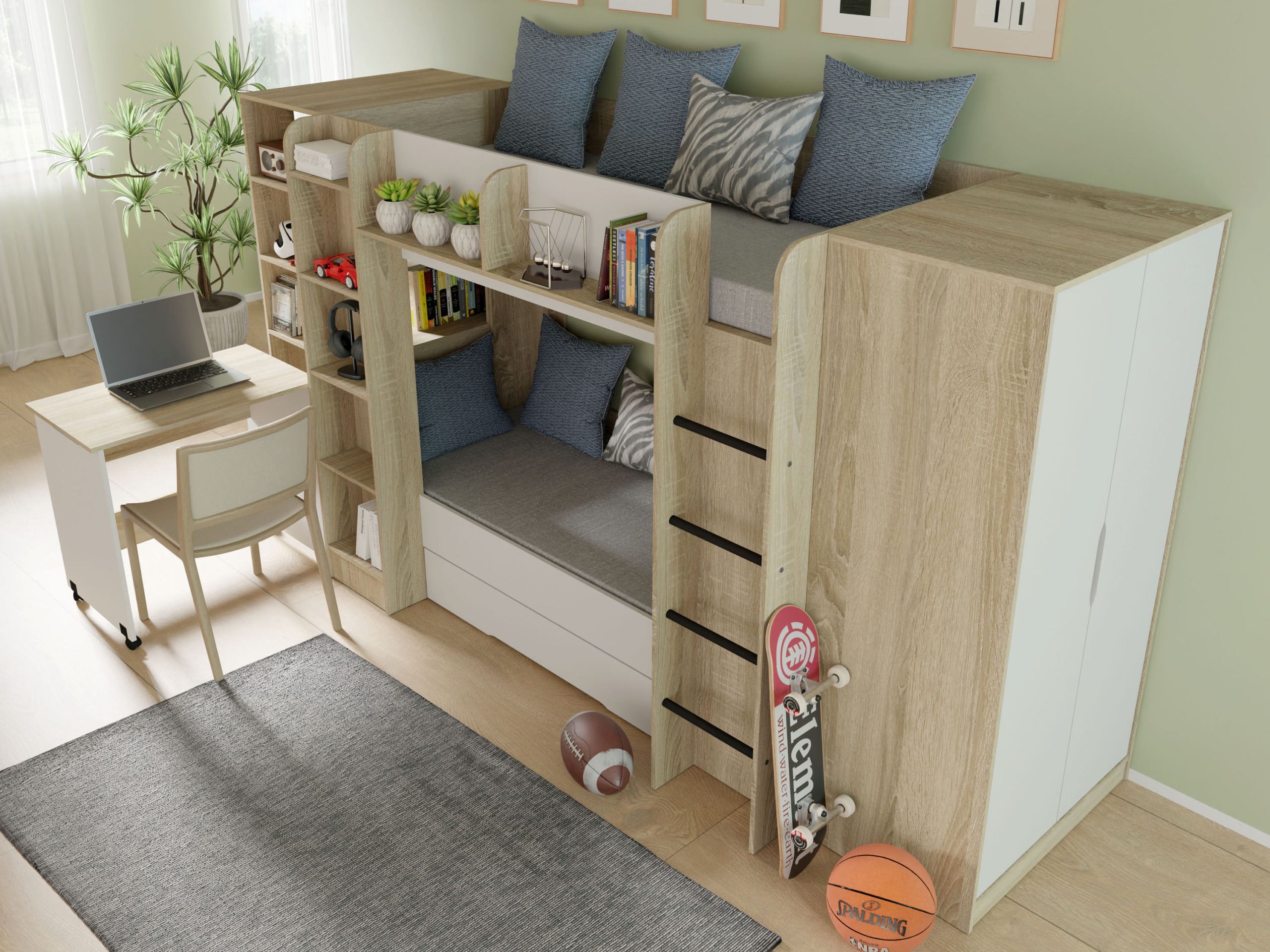 Bureau Elitenu 100 (Sonoma eik + Wit)