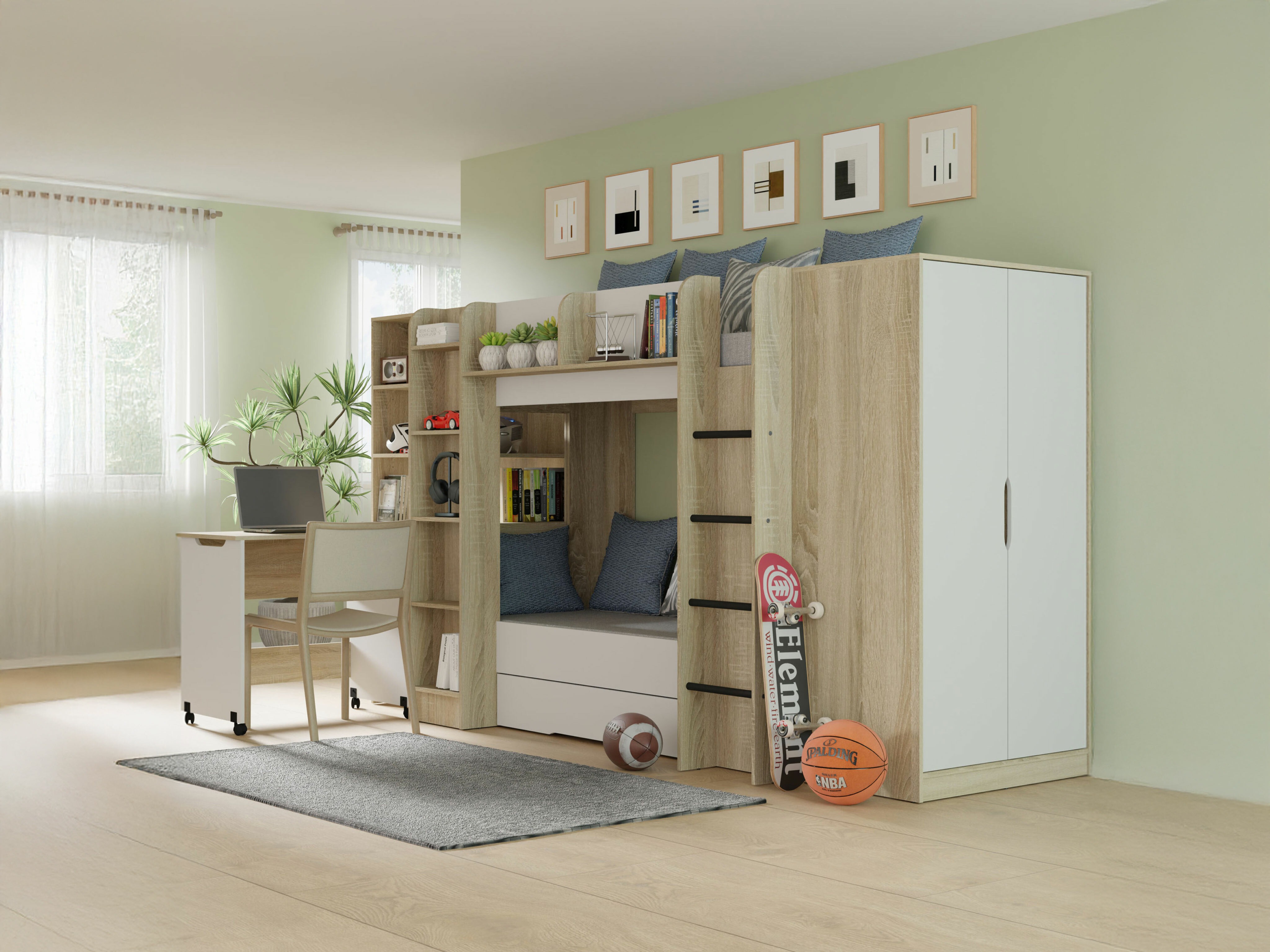 Bureau Elitenu 100 (Sonoma eik + Wit)