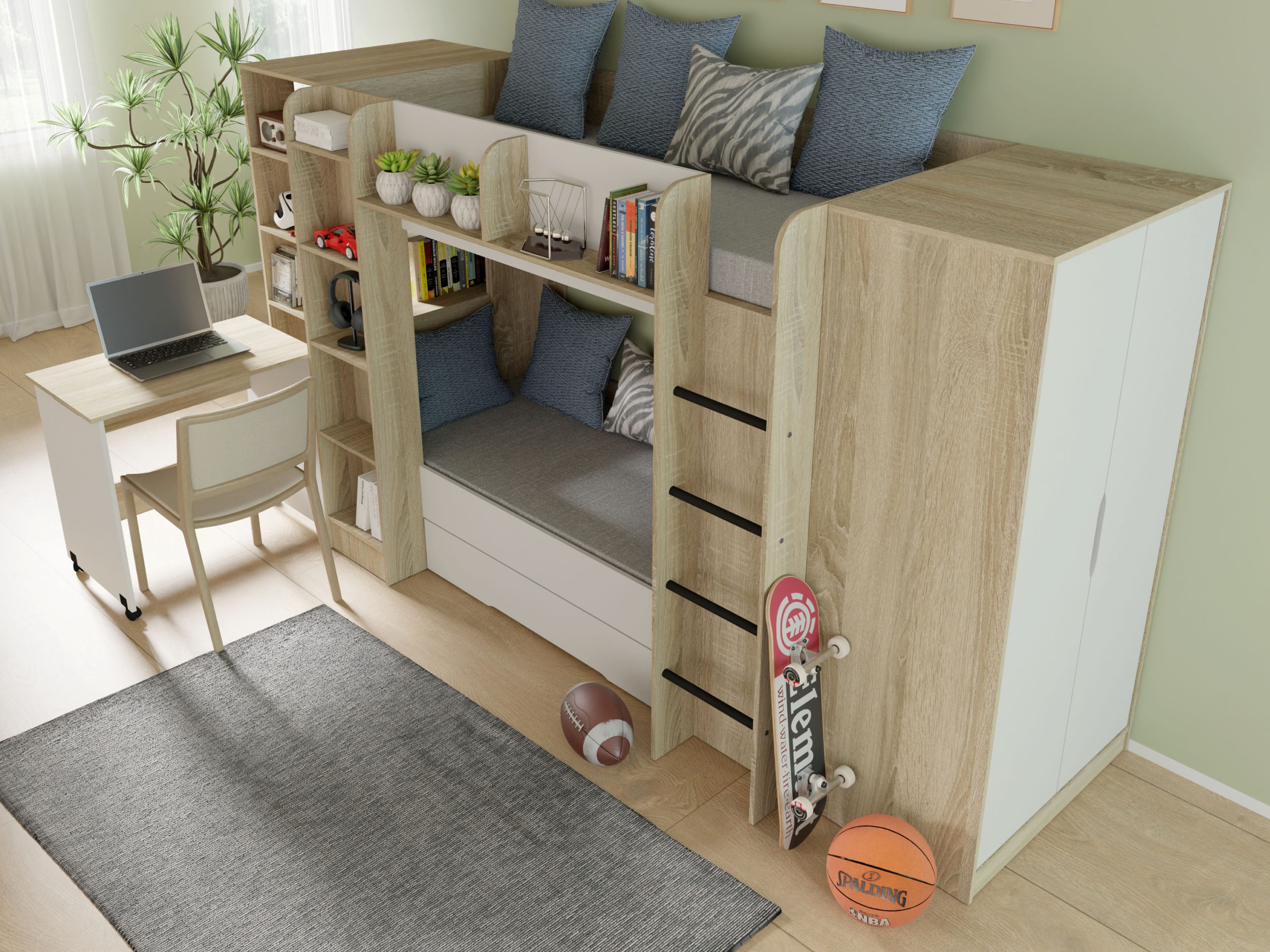 Kledingkast Elitenu 101 (Sonoma eik + Wit)