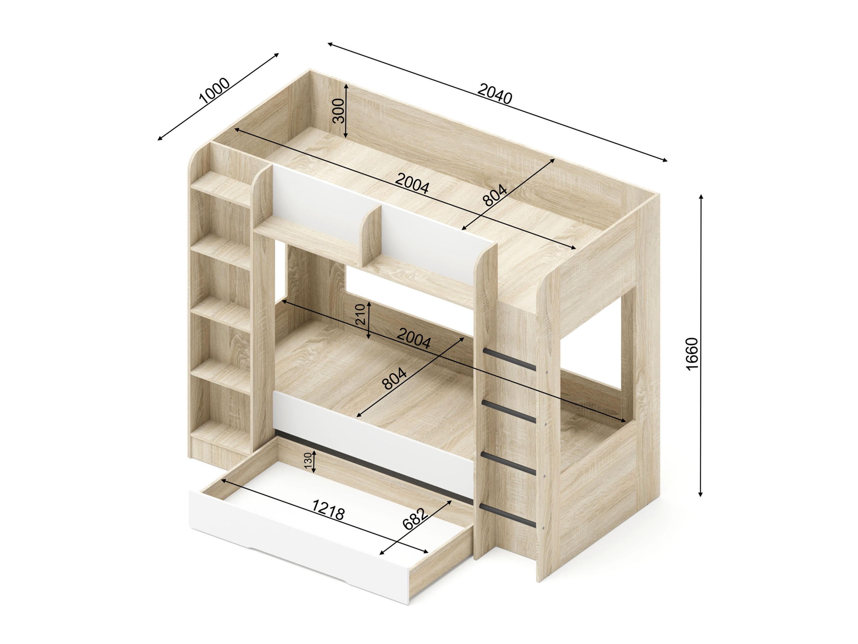 Stapelbed Elitenu 102 (Sonoma eik + Wit)