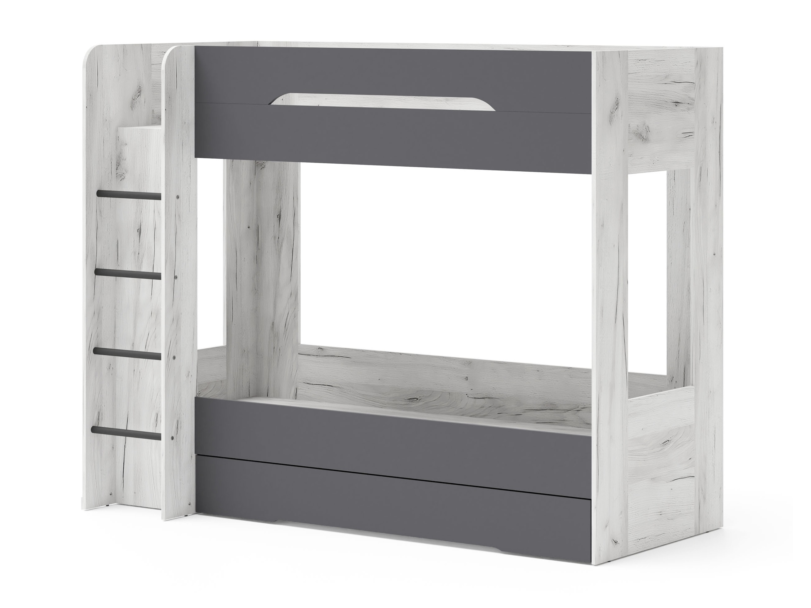 Stapelbed Elitenu 103 (Ambachtelijk wit + Grafiet)