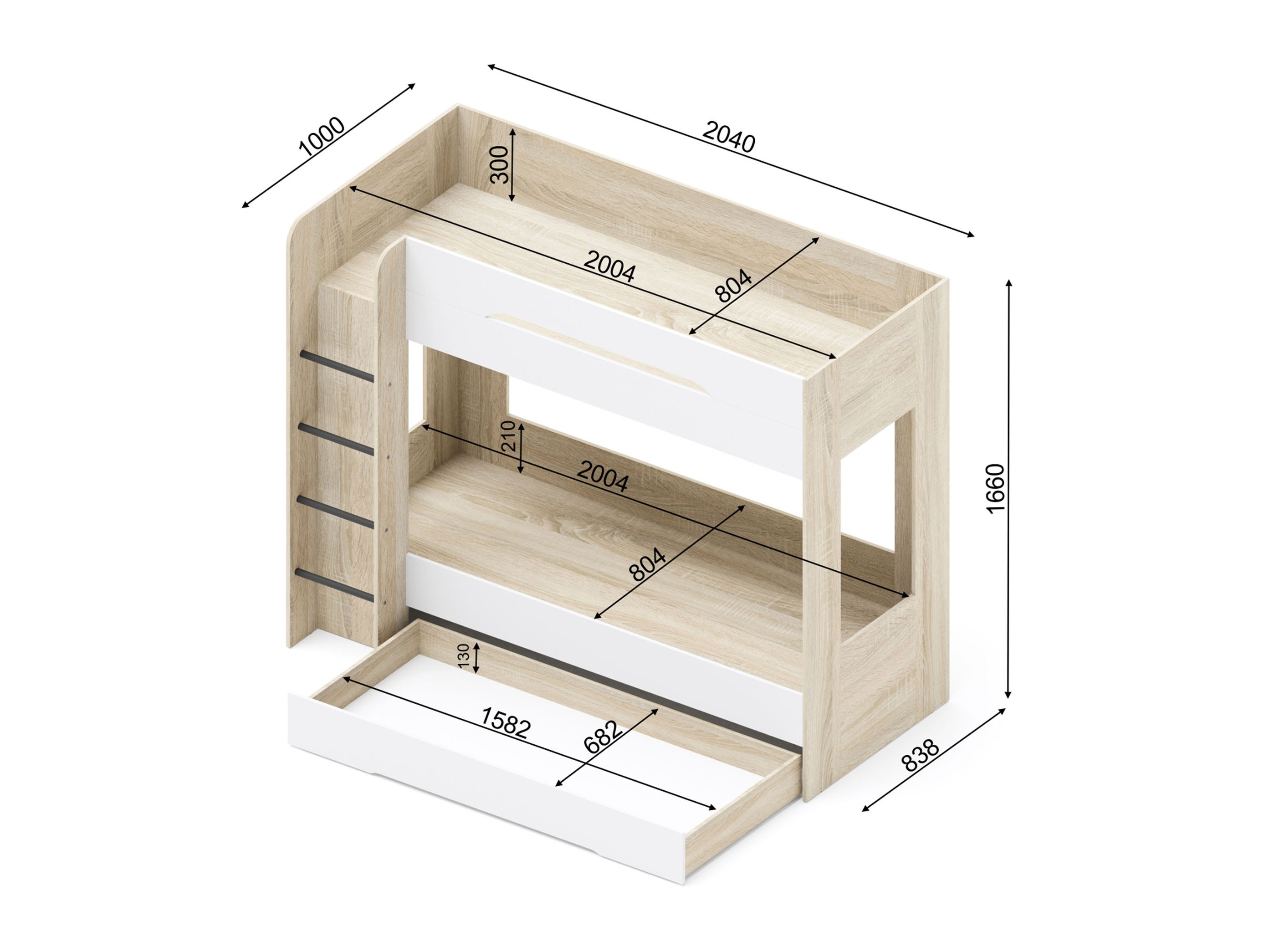Stapelbed Elitenu 103 (Sonoma eik+ Wit)