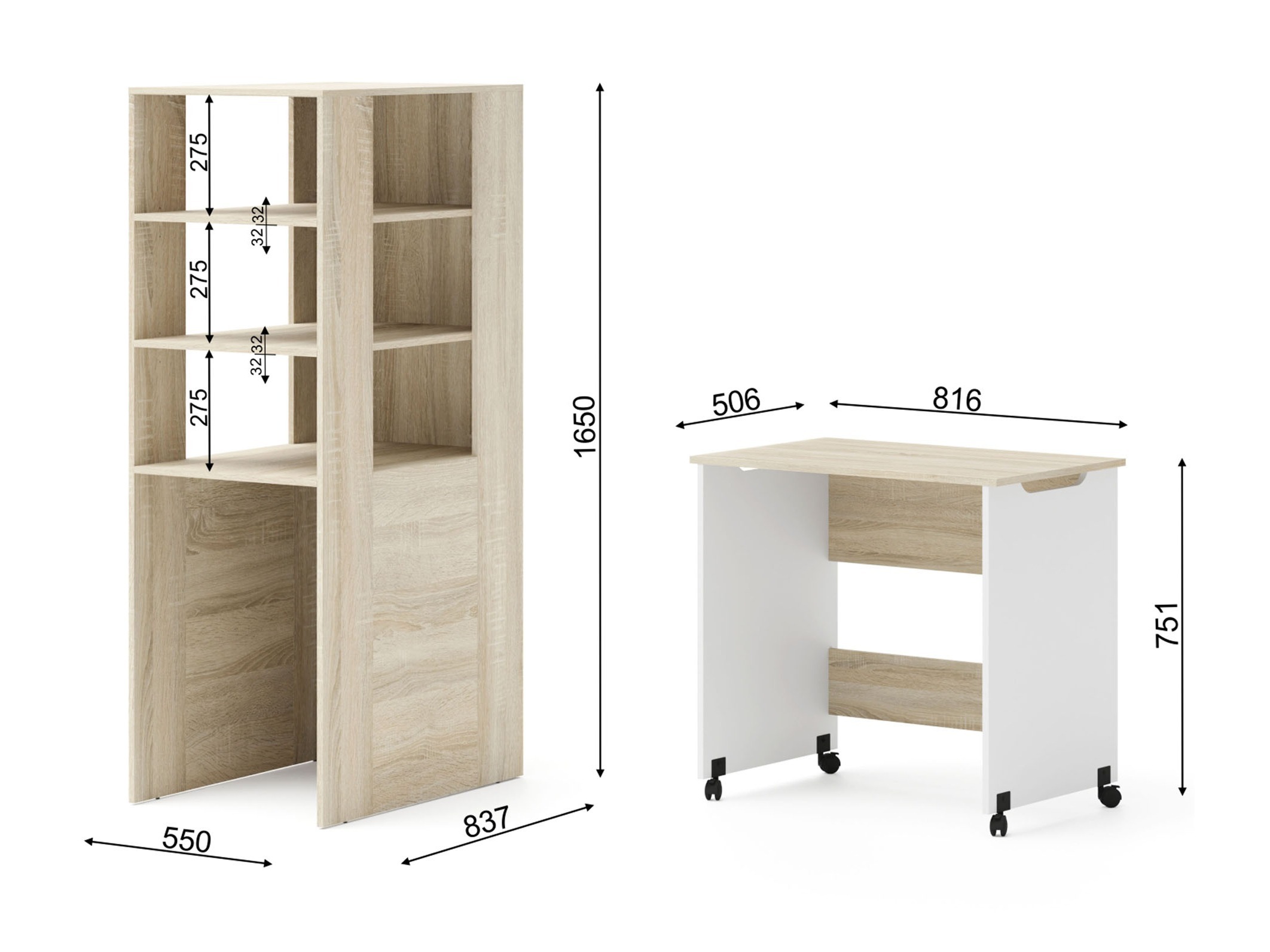 De reeks van de kinderkamer Elitenu 105 (Sonoma eik + Wit)