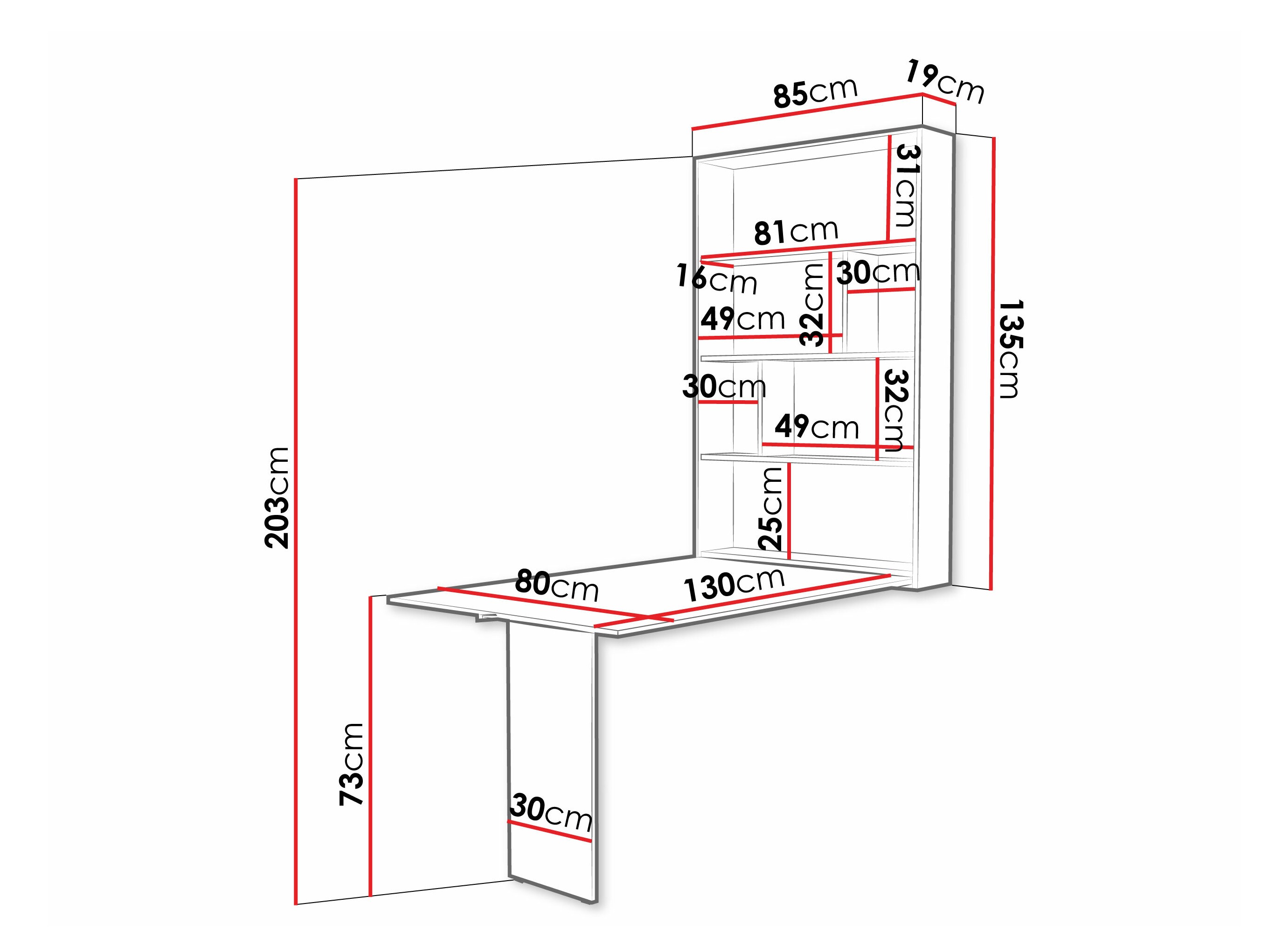 Inklapbare tafel Hartford 428 (Zwart + Beton)